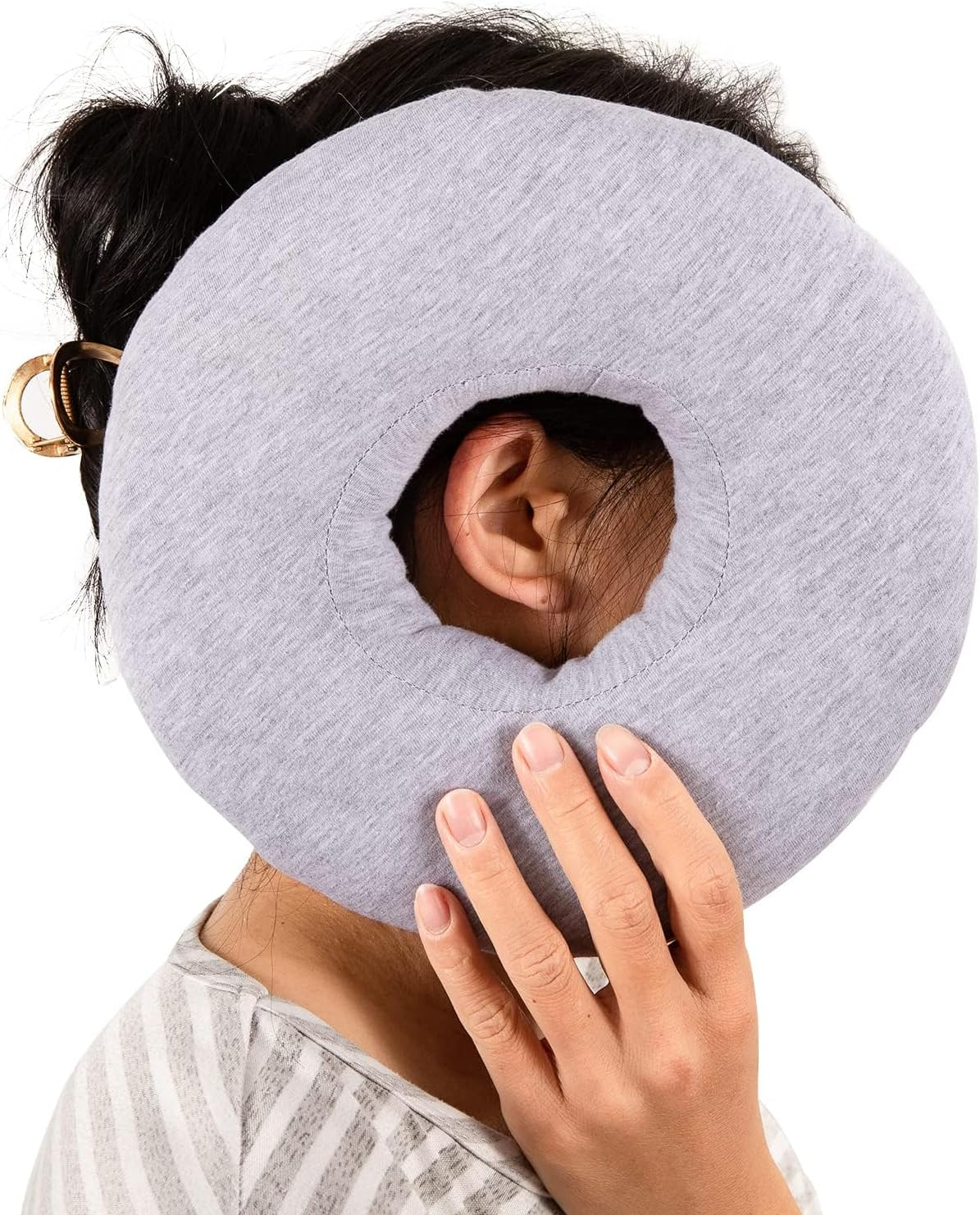 9 Inch Piercing Pillow,O-Shaped Pillow with Ear Holes,Doughnut Pillow for Side Sleepers,Relieves Ear Pain & Inflammation, Post-Piercing Recovery Pillows for Cartilage/Helix (White)