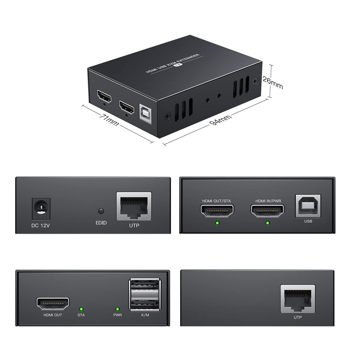 PWAYTEK HDMI KVM USB Extender 1080P over Cat5E/6 Ethernet Cable 50M (164Ft) for Mouse and Keyboard Control Remote Signals image number 4