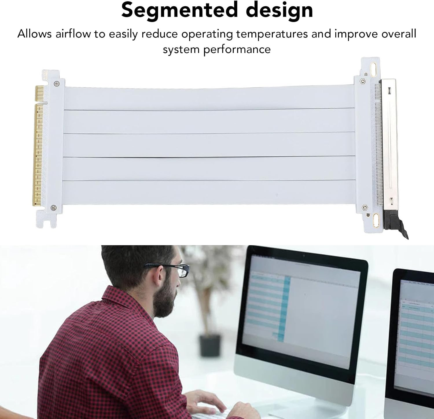 PCIE 5.0 Riser Cable with 128Gbps, RTX4090 Compatible, 90 Degree Adapter for High Speed GPU Extension, White, 200Mm (20Cm)