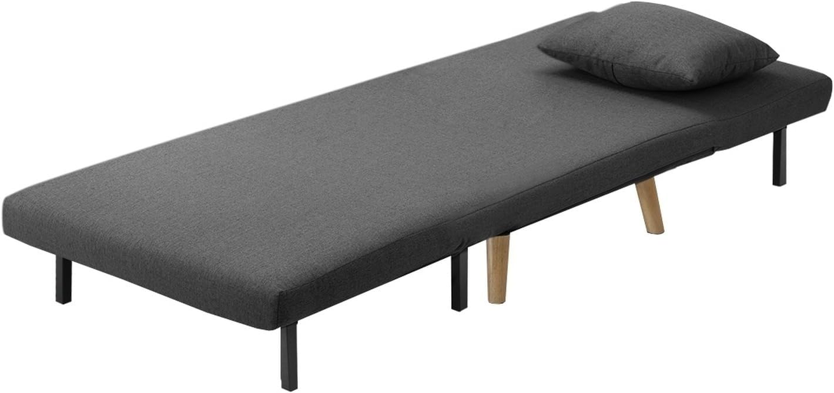 Oikiture Lounge Chair Folding Sofa Chair Recliner Couch with Cushion Grey image number 4