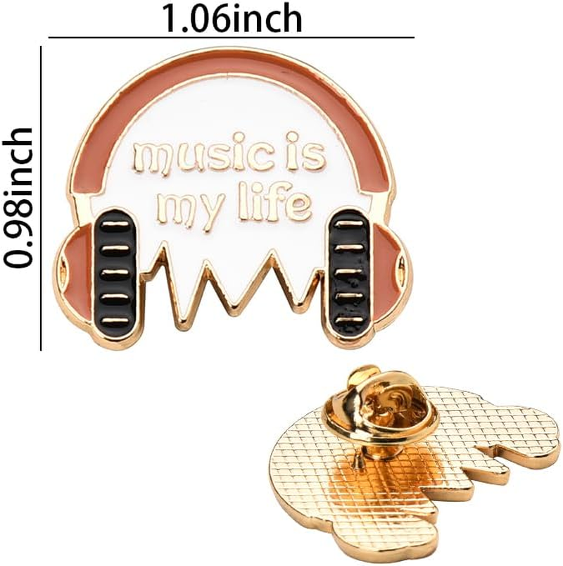 Music Brooches for Girls Boys Musician Music Lover Lapel Pins for Party Dance Music Is My Life Sweater Shawl Pin Accessories for Women Dress Clip Music Note Brooch Pins image number 5