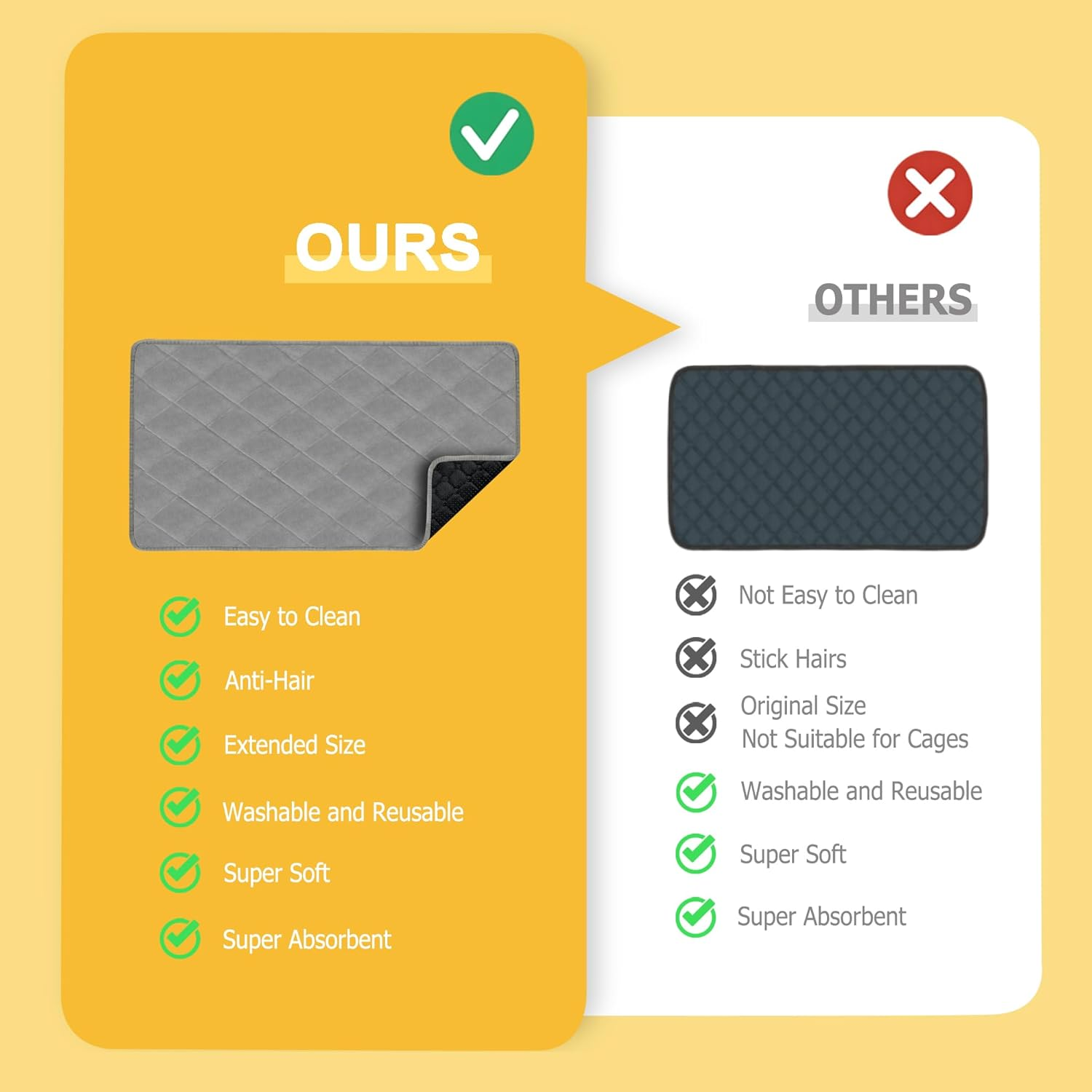 Guinea Pig Fleece Cage Liner, 2Pack 31X16In Guinea Pig Bedding for C&C 2X1 Cage , Super Absorbent & Odor Control & Washable & Reusable Guinea Pig Liner, Pee Pad Mat for Small Animal, Rabbit, Bunny image number 3