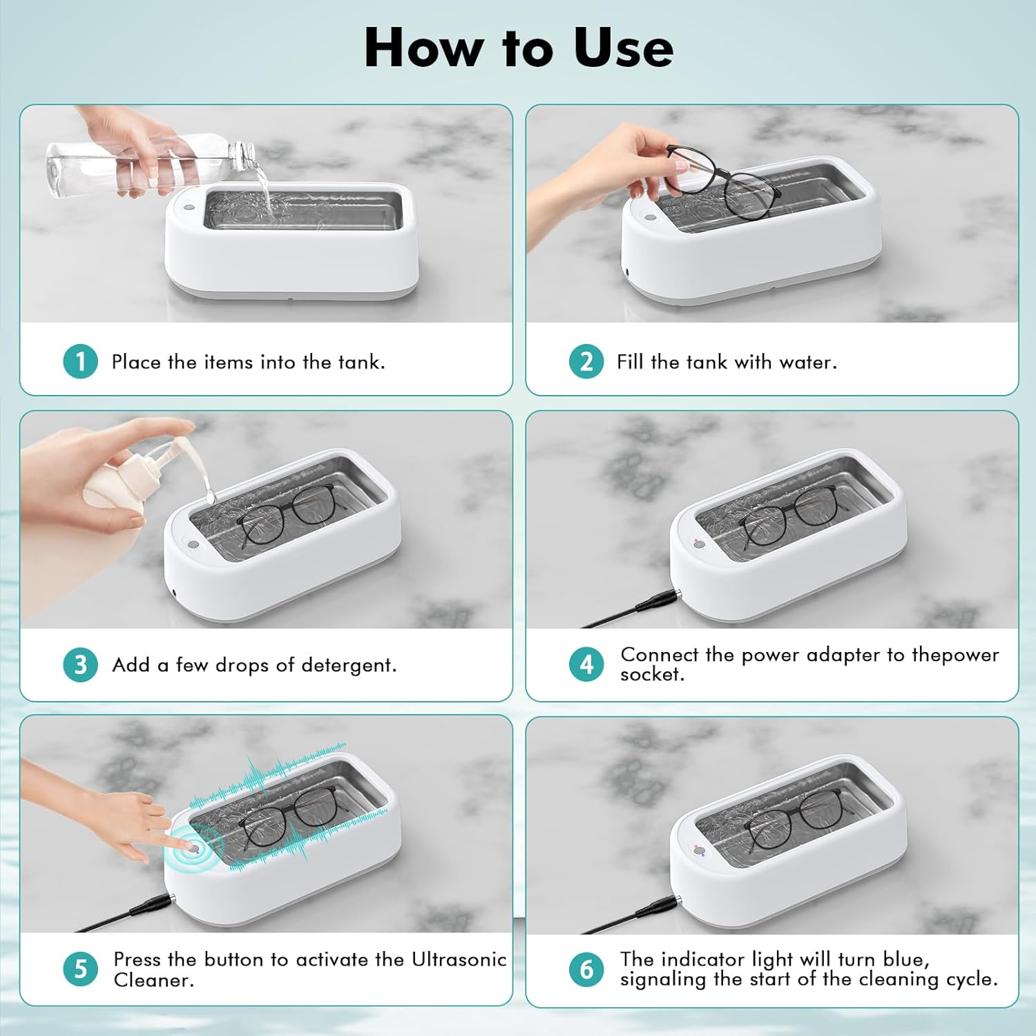 Ultrasonic Cleaning Device 48 Khz Ultrasonic Cleaning Device Glasses 640 Ml Ultrasonic Cleaner 40 W Jewellery Cleaner Ultrasonic Glasses Cleaner Ultrasonic Device for Jewellery Dentures image number 6