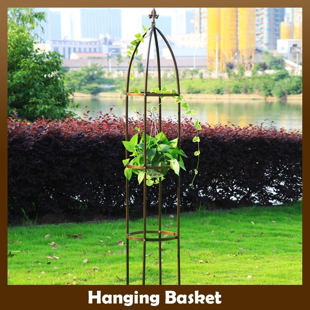 Obelisk Garden Trellis 6.3 Feet Tall Sturdy Plant Support for Climbing Vines and Flowers Stands (4.9 Lbs, Dark Bronze) image number 2