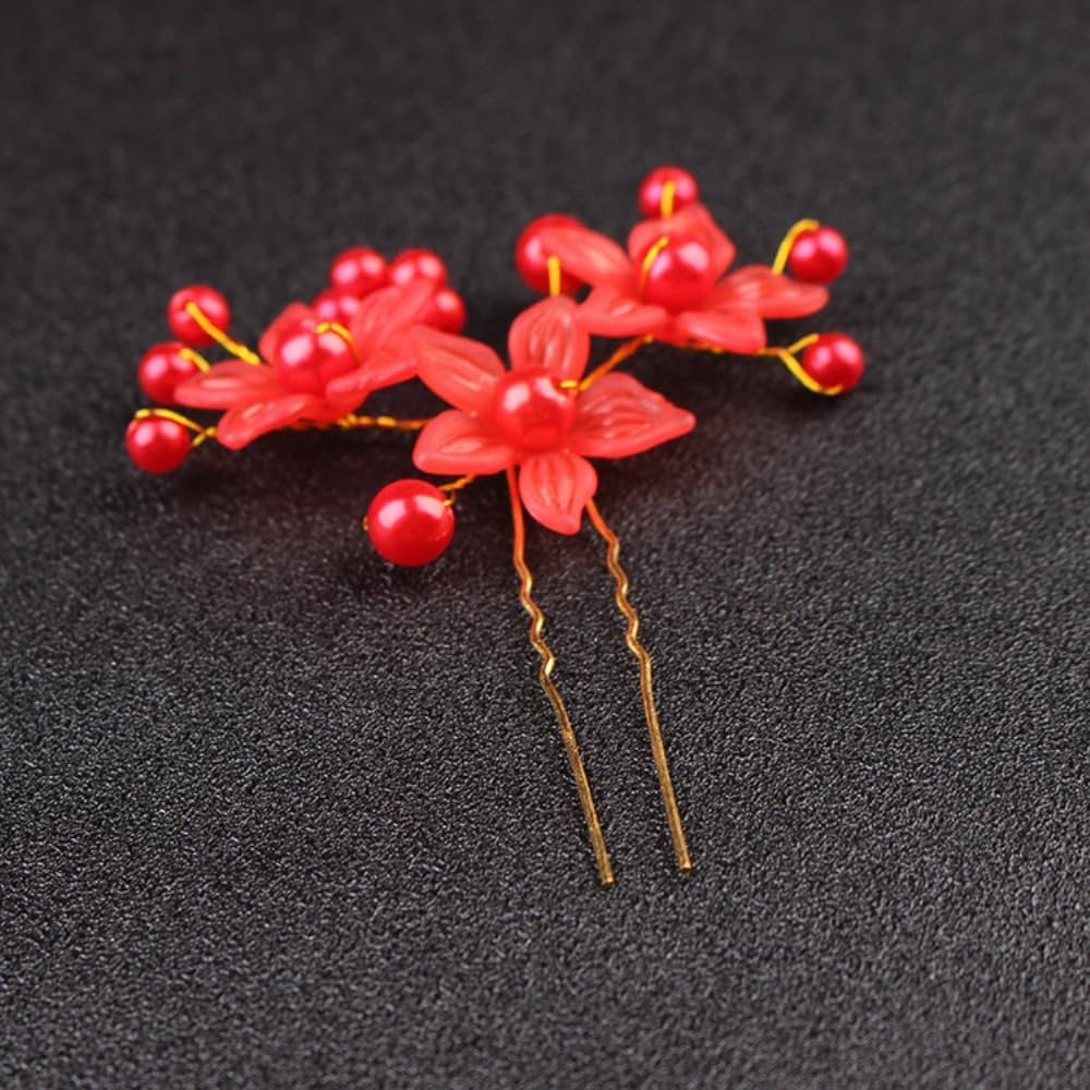 Pack of 10 U-Shaped Hair Pins, Fork Sticks, Pearl Flower Hair Clip, Bridal Hair Pin, Metal Hair Pin, 2 Prong Updo Chignon Pens for Women, Hair Styling Accessories, Purple image number 4