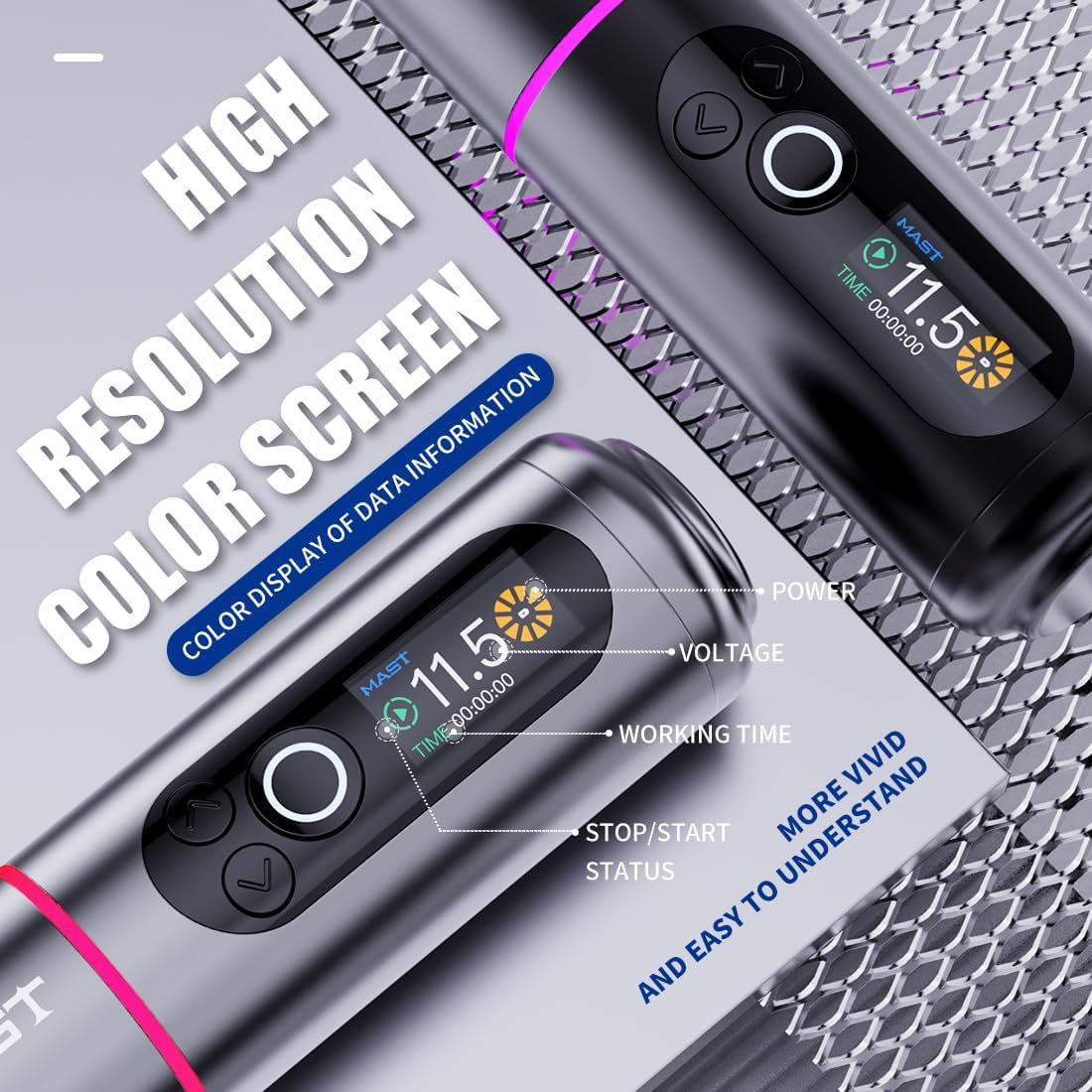 Mast A2 Wireless Tattoo Gun Pen Machine Rotary Mcore Power Motor Supply 5,000Mah Battery for 20 Hours Long Running Time image number 4