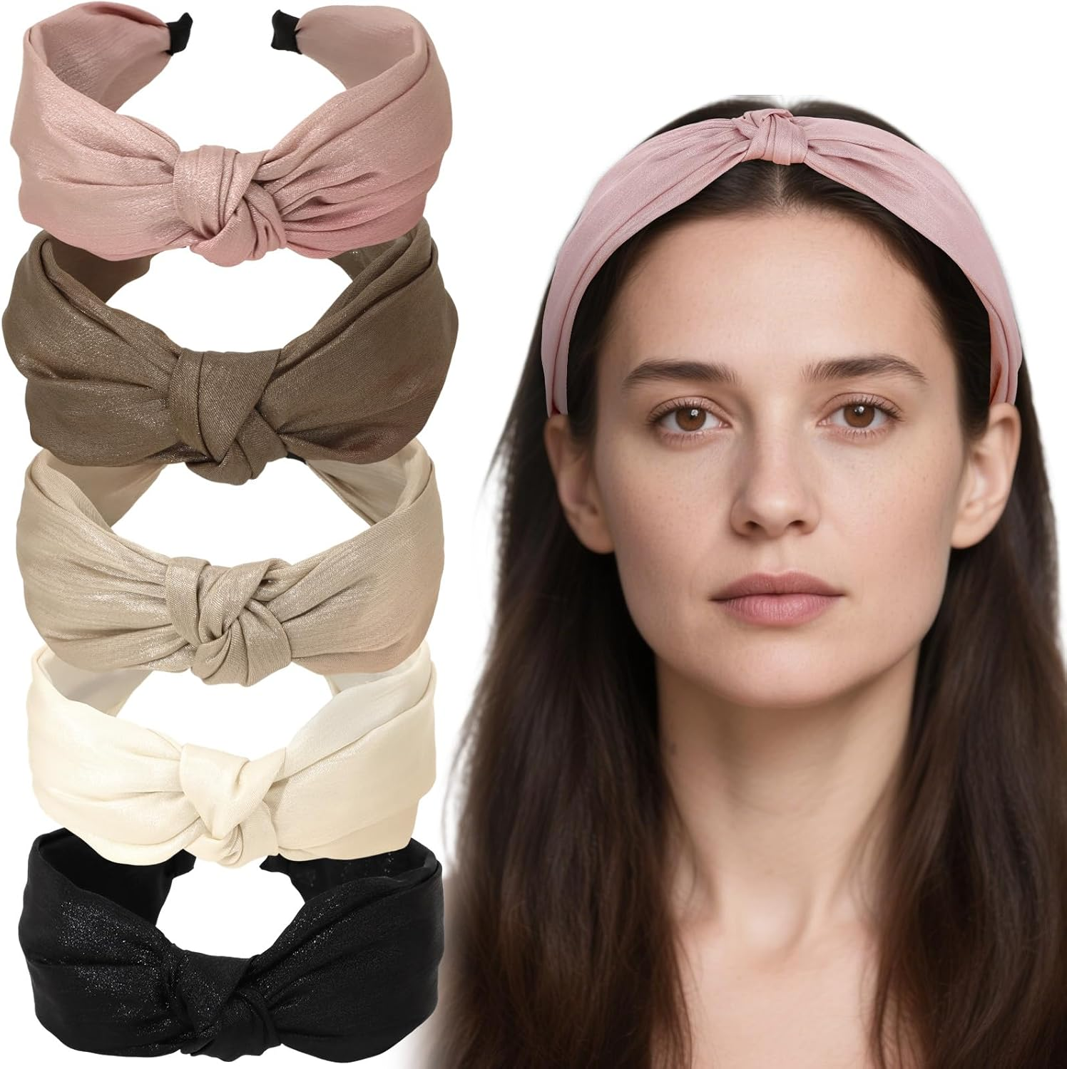 EXIPSAT Women'S Headband Set, Wide Headband & Hair Band, Colourful Hair Accessories with Wrap Look for Women, Pack of 5 image number 5