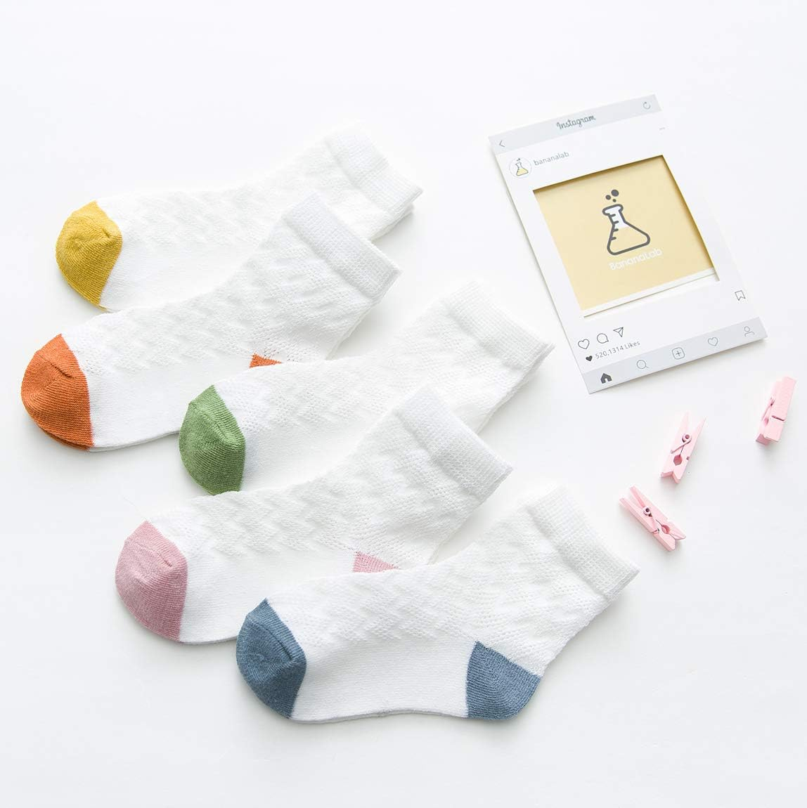 Unisex Baby Socks Girl Boy Summer Toddler Infant Ankle Pointelle Eyelet Soft Cotton Thin Mesh Socks 5 Pairs 0-12T image number 2