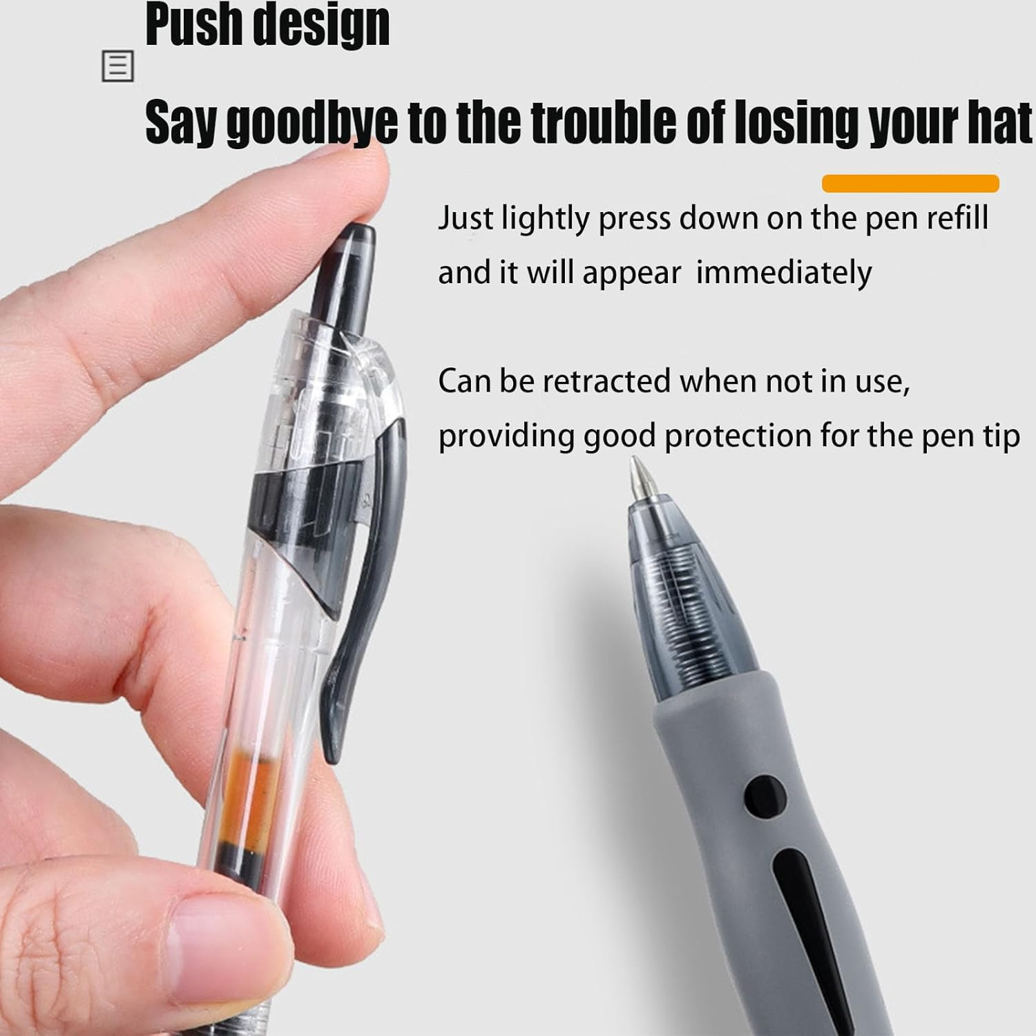 Retractable Fine Gel Pen, Black Gel Pen Fine Point Retractable Gel Ink Rollerball Pens for Smooth Writing (0.5Mm) (12PCS) image number 5