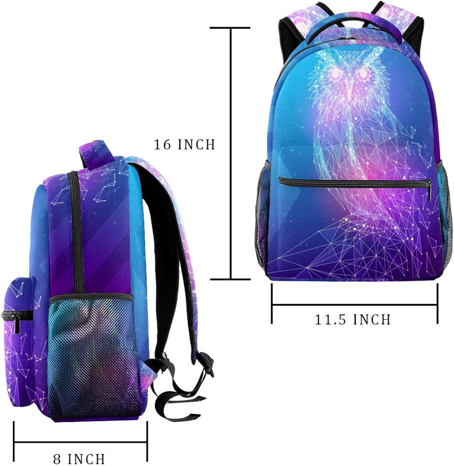 Owl Bird in the Form of a Starry Sky Backpack Students Shoulder Bags Travel Bag College School Tote Backpacks