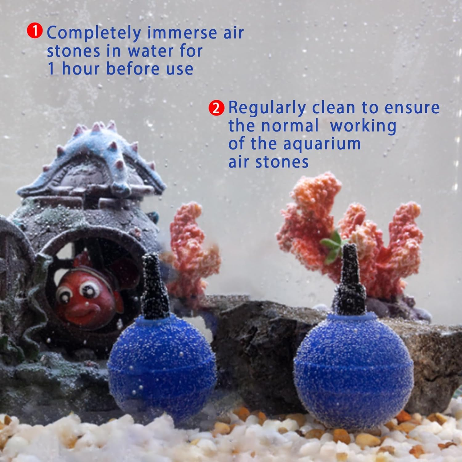 4 Pieces Air Stone Bar Bubble Diffuser Set 2 Inch Ball-Shape Fish Tank Air Bubble Air Stone Bar Hydroponics Oxygen Diffuser, for Aquarium Fish Tanks Ponds