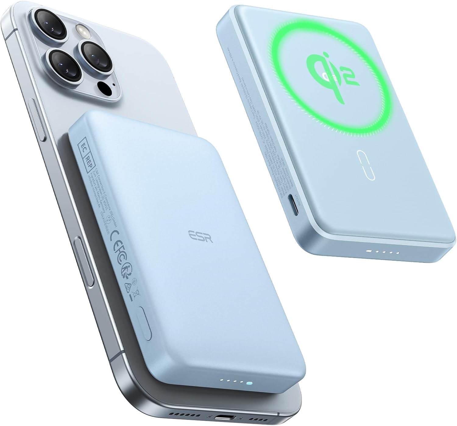 ESR for Magsafe Power Bank, Ultra-Compact 10,000Mah Magsafe Portable Charger, 15W Ultra-Fast Battery Pack, 27W USB-C Magslim Charger with Cable for Iphone 17/16/15/14/13/12, Black