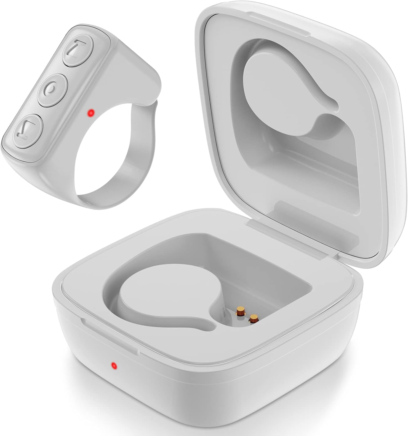 Fingertip Bluetooth Remote Control TIK TOK Wireless Page Turner TYUOBOX Camera Remote Shutter Selfie Button Controller with Charging Case for Iphone Android Ipad Cell Phone (Black)