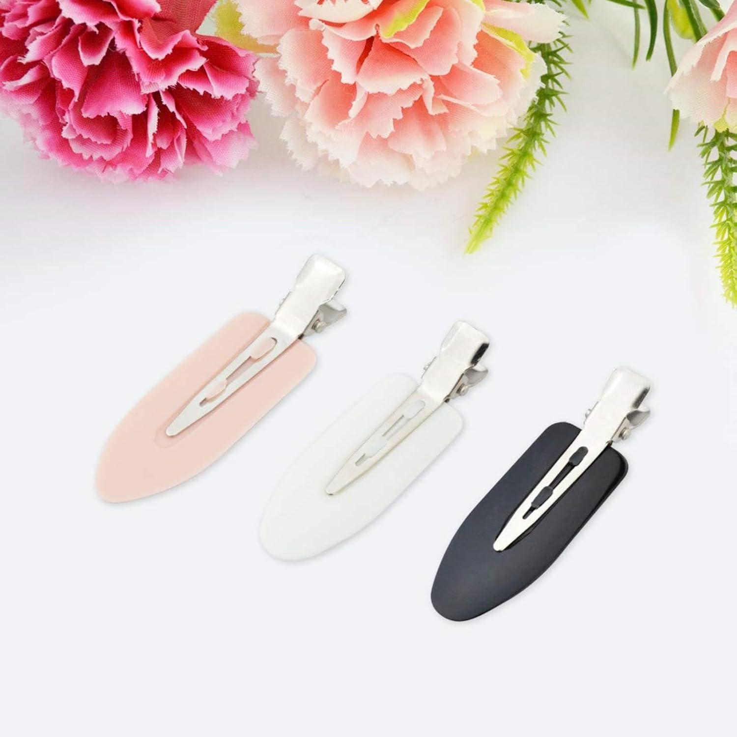 24 Pcs No Bend Hair Clips Pin Curl Clips No Crease Hair Clip for Hairstyle Bangs Finger Waves Makeup Application Hairdressing Hairpins Styling Clips for Hair Salon Black Pink White image number 4