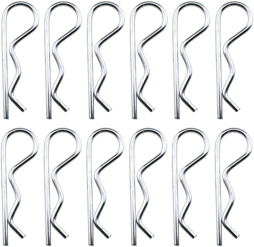 3.5X75Mm R Clips Better Grip Hold Tight Pull Easier Convenient Adjusting Quality Carbon Steel Good Tension Hitch Pin Hair Pins Spring Fastener 12 Pieces for Lock System RC Toy Farm Mower image number 1