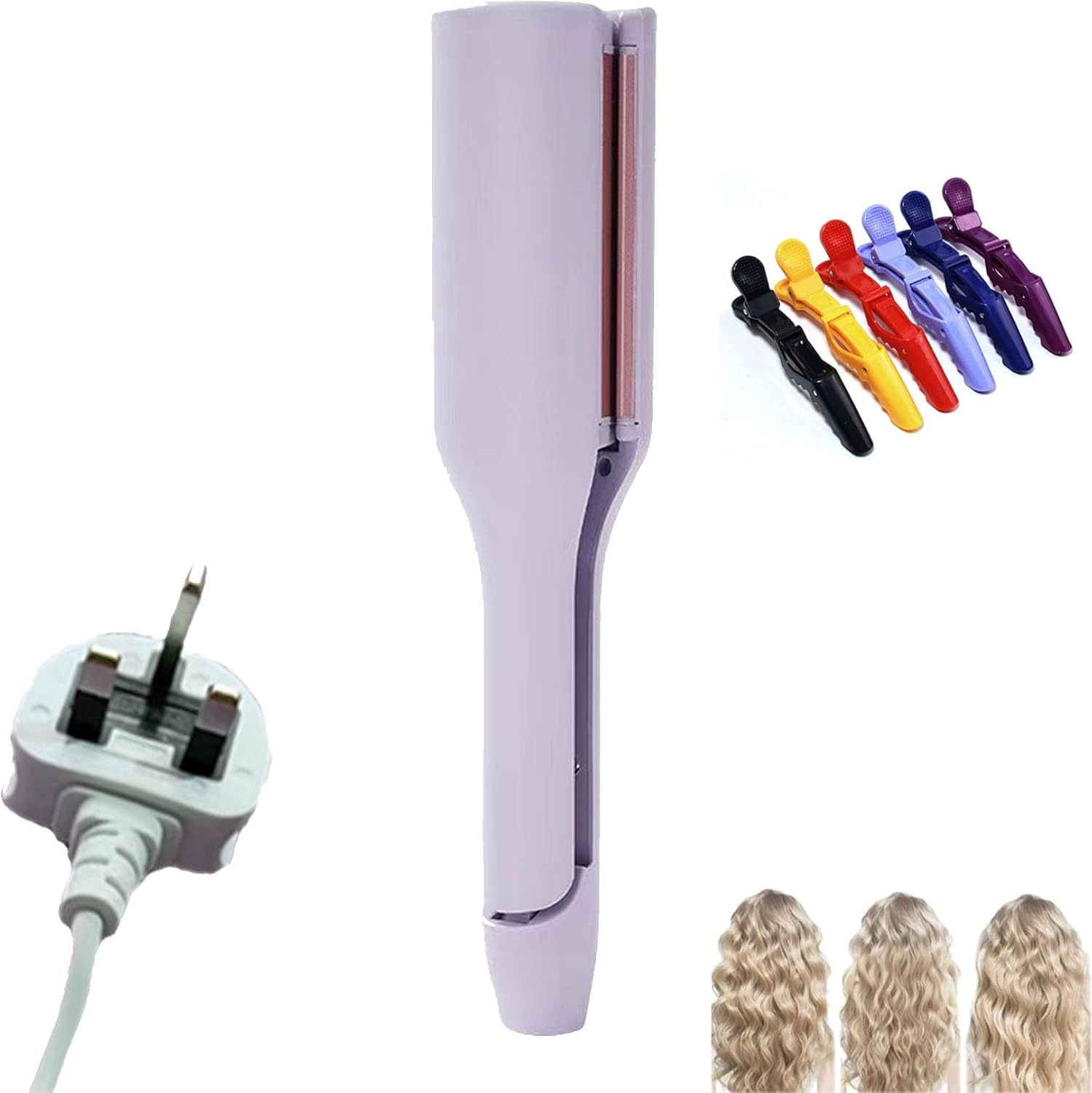 Hair Styling Tool with Negative Ionic Technology, 4 Gears Double-Sided Heating, French Curl 3D Curling Iron, 32Mm Curling, Long-Lasting Smooth Waves, for Travel & Home (Pink,European Standard)