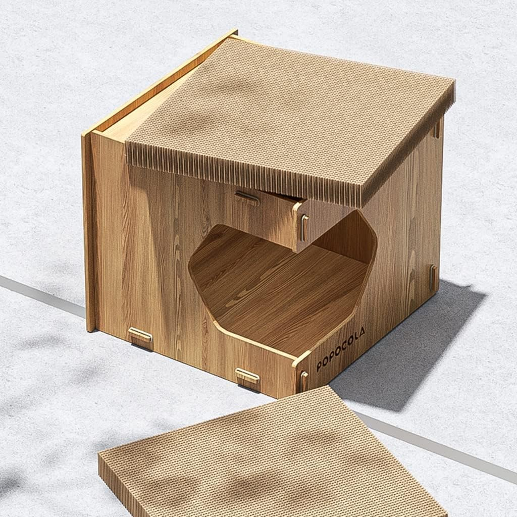 Indoor Cat Nest Four-Season Cat Nest Enclosed Cat House Solid Wood Pet Nest image number 1