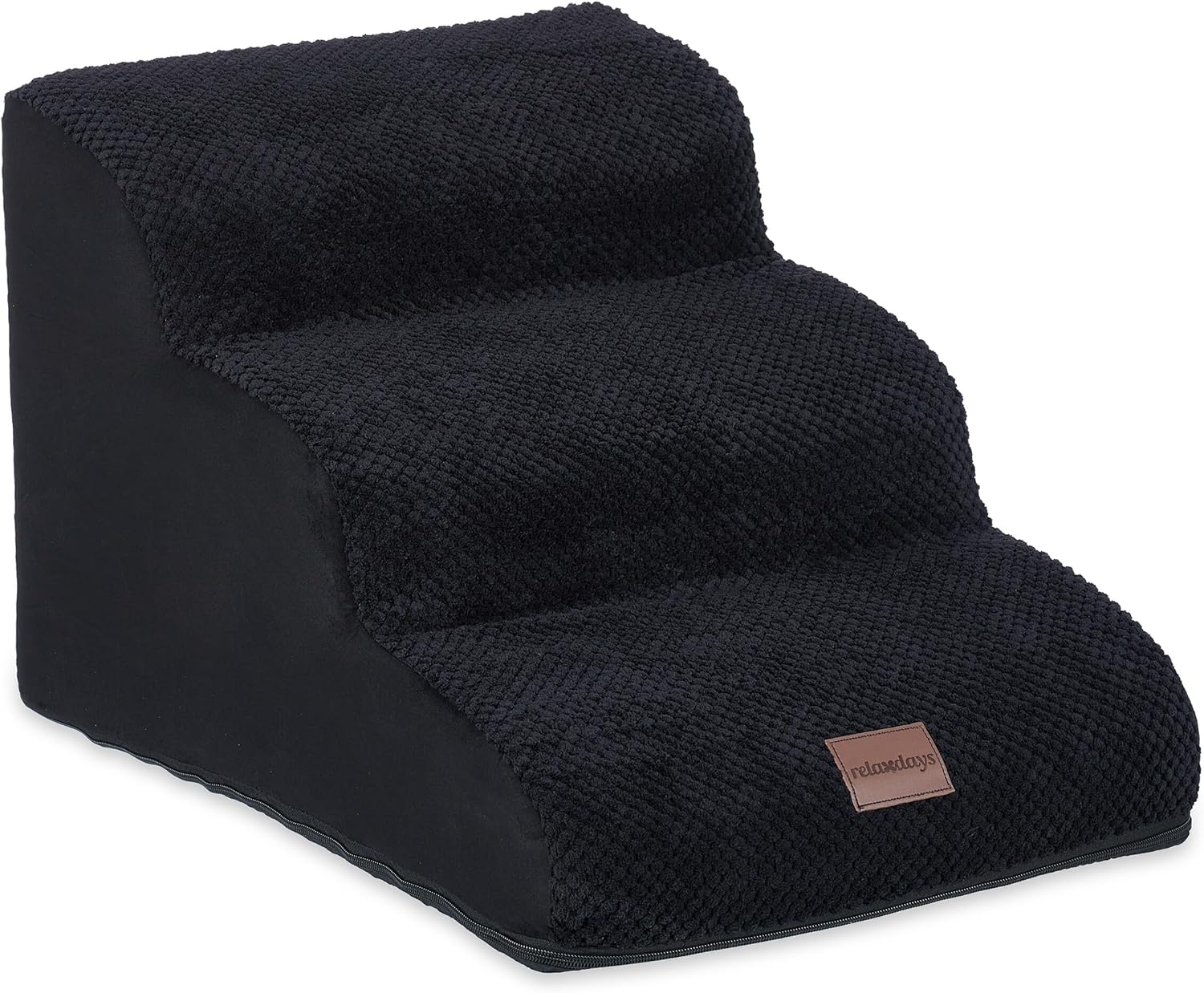 Relaxdays Dog Stairs 3 Steps for Dogs & Cats, HBT: 33 X 41 X 54 Cm, Soft Pet Stairs, Bed and Couch, Grey