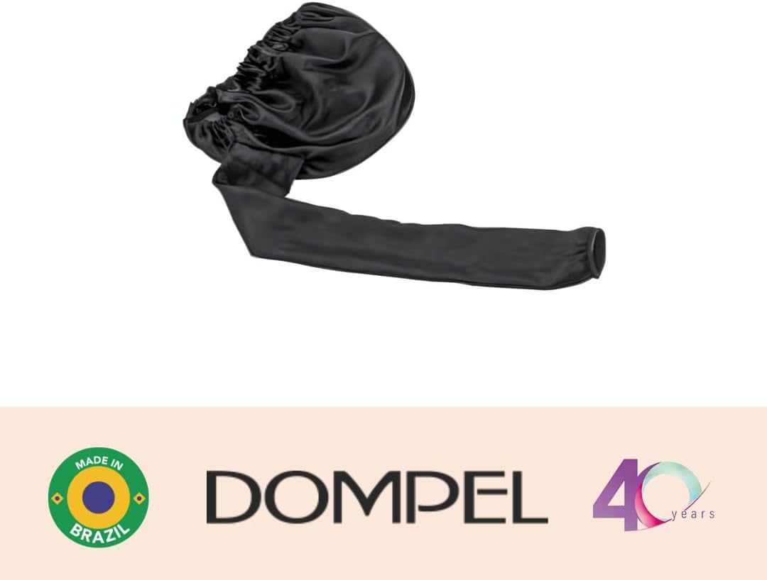Dompel Black Hooded Hair Dryer, Satin Diffuser Cap | Enhance Hair Drying, Reduce Frizz, Protect Hair, Diffuser Cap Curly |100% Satin Universal Fit for Most Hair Dryers | Elastic Band | SIZE S image number 2
