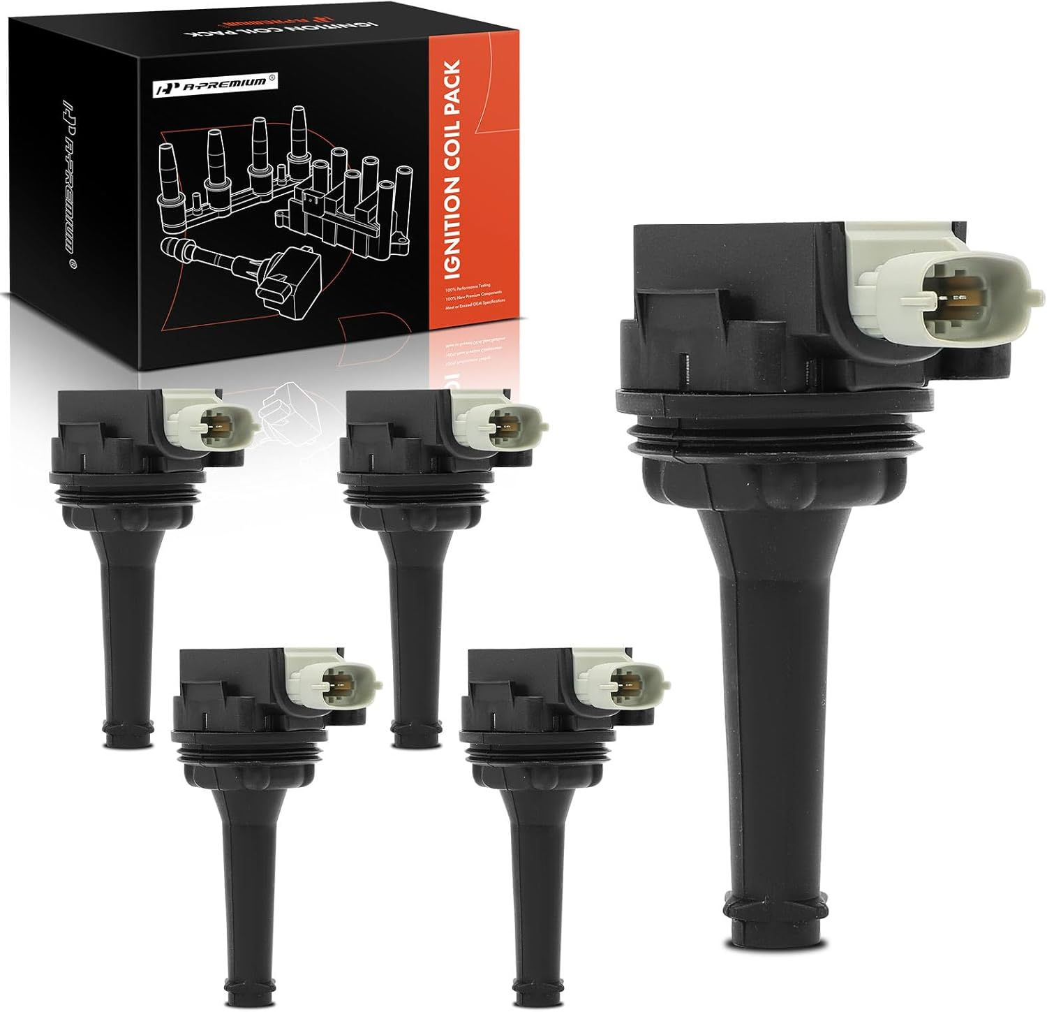 A-Premium Ignition Coils Pack for Volvo C30 2007-2013 C70 S40 S60 V50 V70 XC70 2.4L 2.5L 5-PC Set image number 6