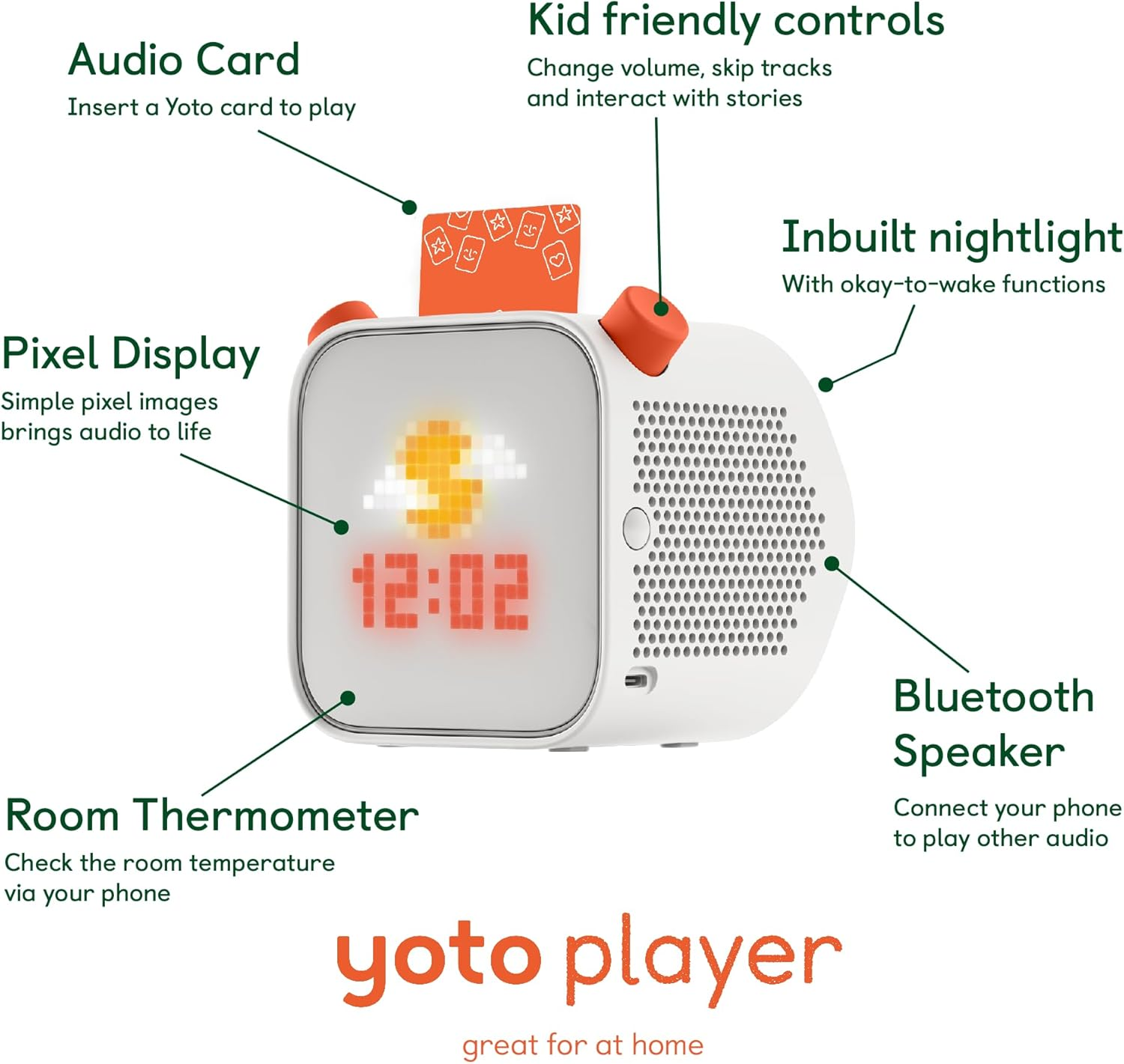 Yoto Player (3Rd Gen.) + Make Your Own Card &ndash; Kids Bluetooth Audio Speaker, All-In-1 Screen-Free Device for Stories Music Podcasts Radio White Noise Thermometer Nightlight Ok-To-Wake Alarm Clock image number 1