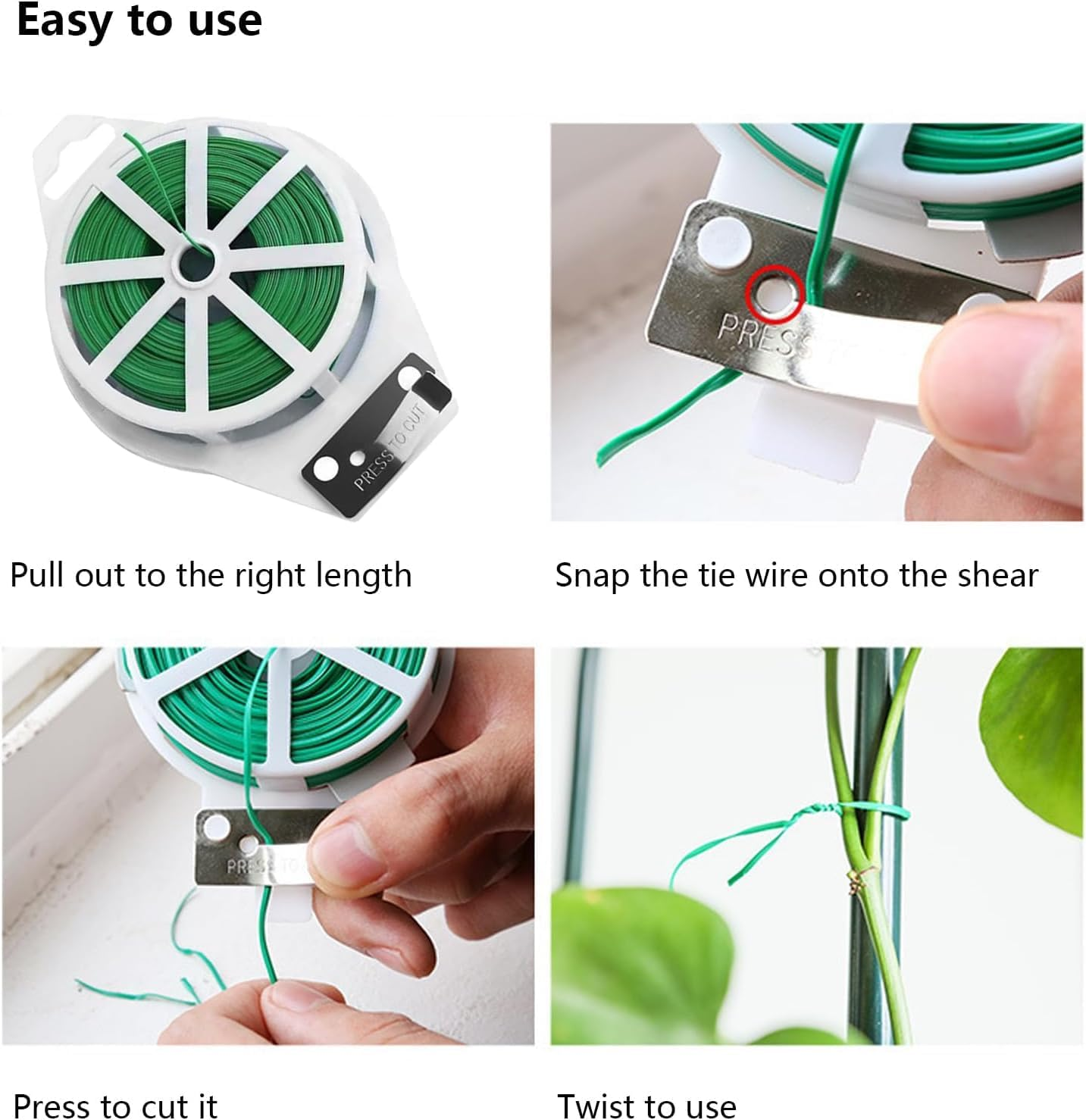 2 Roll 328 Feet Twist Ties, Betterjonny Green Garden Plant Ties with Trimmer, Multi-Function Sturdy Garden Plant Twist for Gardening, Home, Office(2 Roll X 100M) image number 2