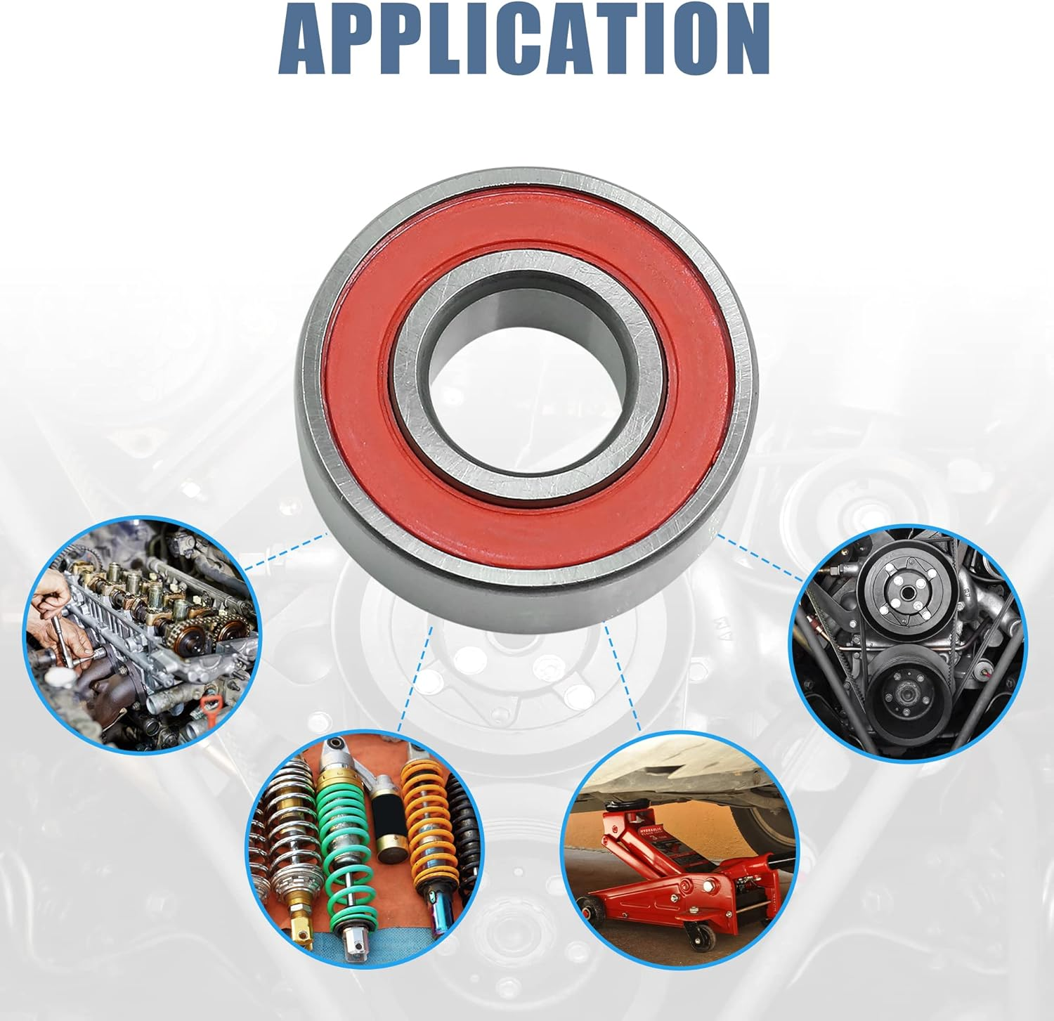 Uxcell 2Pcs 6003RS Deep Groove Sealed Shielded Ball Bearing Universal 35 X 17 X 10Mm Replacement Red Silver Tone image number 1