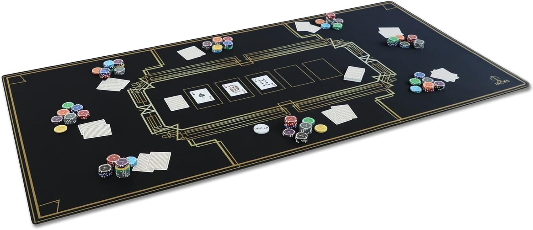 Club Noir Texas Hold'Em Poker Mat | Black Gold, Large 180X90 Cm, Card Spots, Carry Bag, Premium Gaming Essential image number 2