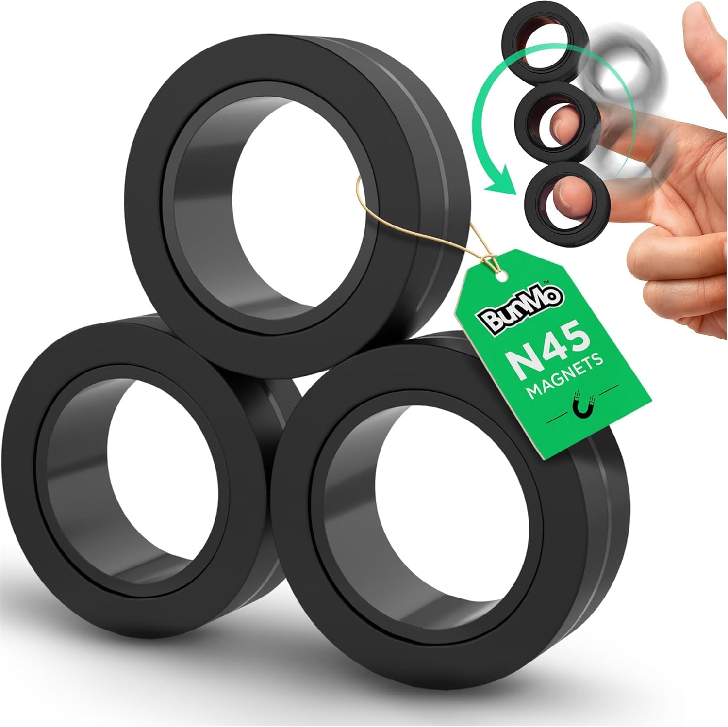 Bunmo Fidget Toys - Magnetic Fidget Rings Fidget Toy. the Fidget Ring Spins, Connects, and Separates, Making Ideal Stress Toys. image number 2