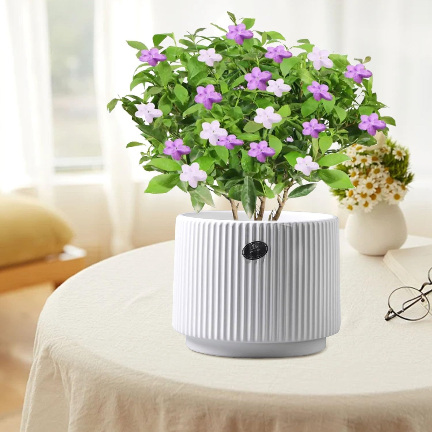 White Ceramic Plant Pot 6.5" Indoor/Outdoor Thickened Flower Planter with Drainage Holes for Plants, Succulents, Flowers, and Herbs image number 2