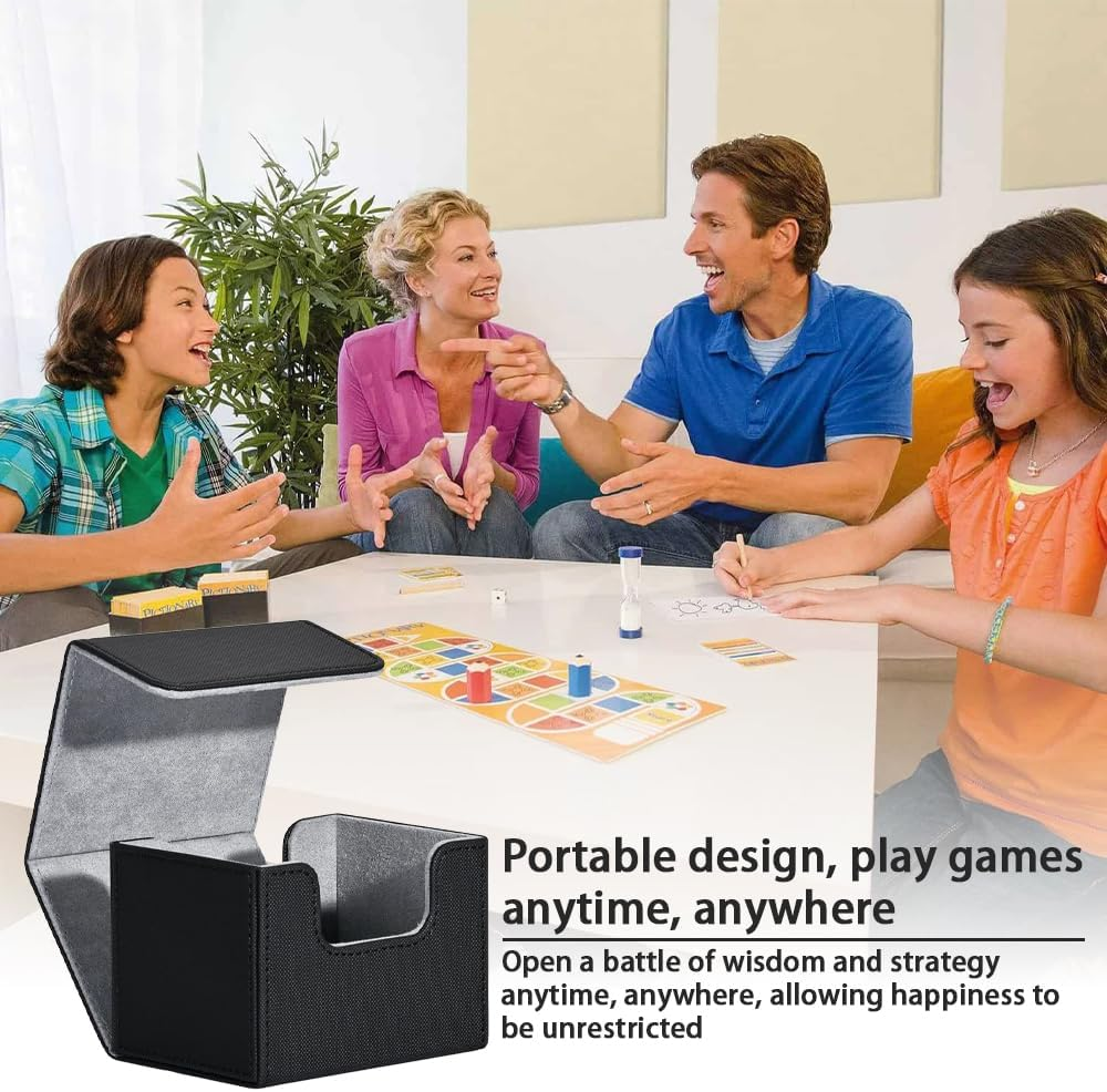 Card Deck Box for Trading Cards, MTG Commander Deck Box Holds 120+ Single Sleeved Cards, Storage Box Fits for TCG CCG Magic (Black) image number 2