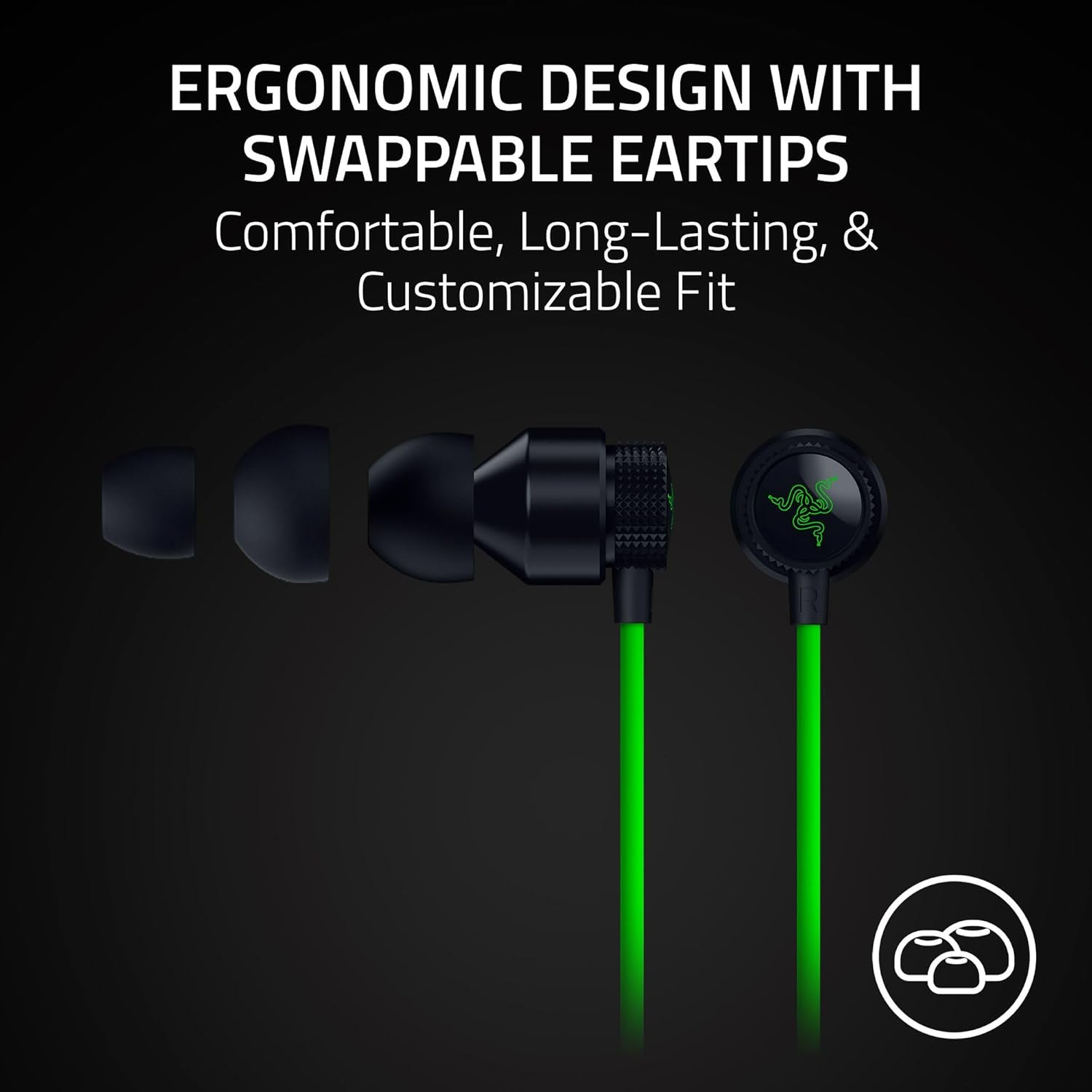 Razer Hammerhead V3 - Wired Earbuds for Gaming - Universal Wired Earbuds with In-Line Mic & Volume Control for Phones, Tablets, Handhelds and Pcs image number 4