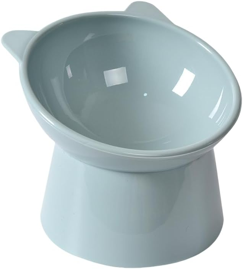 1Pc Tilted Elevated Cat Food Bowl,Anti Vomiting Cute Shallow Cat Bowl,Small Ceramic Raised Pet Bowl,Tilted Raised Food Bowl Anti-Vomiting image number 1