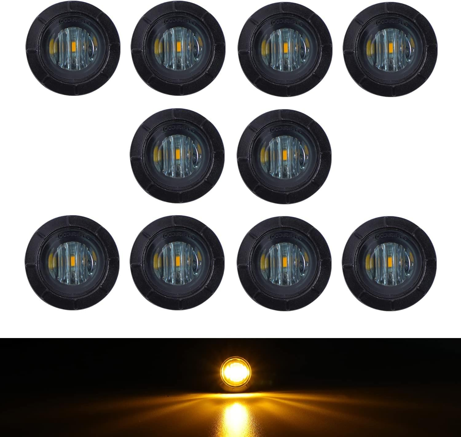 (Pack of 20) TMH 3/4" Inch Mount 10 Pcs Amber + 10 Pcs Red LED Clearance Bullet Marker Lights, Side LED Marker Lights for Trailer Truck RV Car Bus Van image number 3