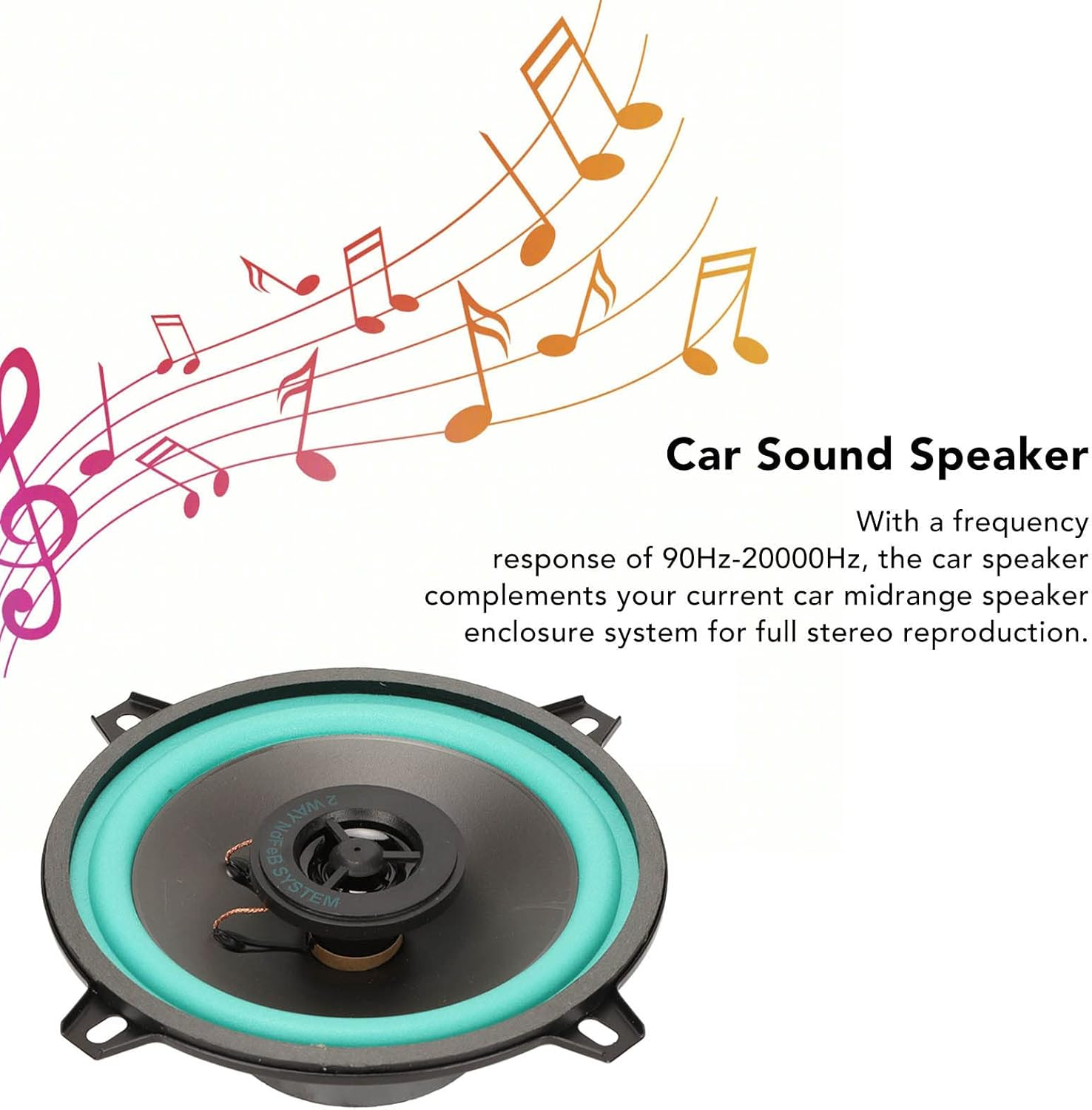 100W Mid Range High Sensitivity 5 Inch 2 Way Coaxial Car Sound Speaker, Stereo, High Power, Unique Design, Compatible with All Car Sound Systems image number 4