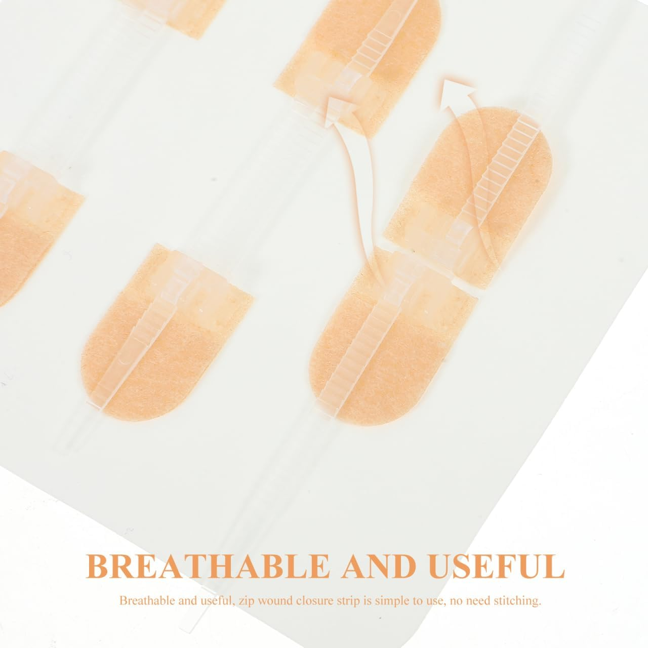 FOMIYES 3Pcs Waterproof Zip-Stitch Wound Closure Strips - Pain-Free No-Sew Skin Tape for Secure Healing, Seamless Adhesive Bandages for Outdoor and Active Use image number 6