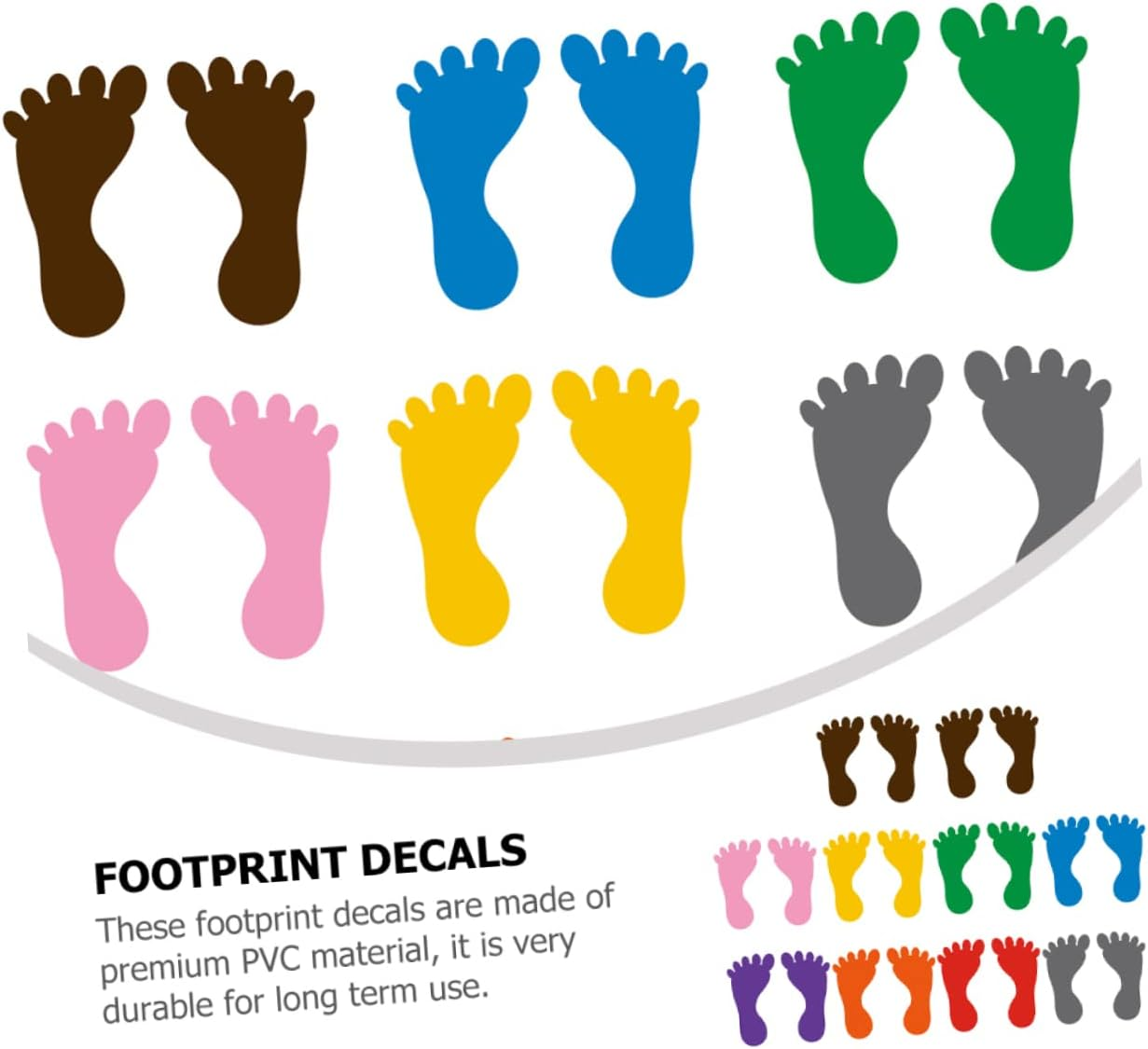 10Pairs Boy Girl Footprint Stickers PVC Decals for Kindergarten Floor Decor Safe Easy to Install Remove Suitable for Smooth Surfaces Mixed Color Design image number 3