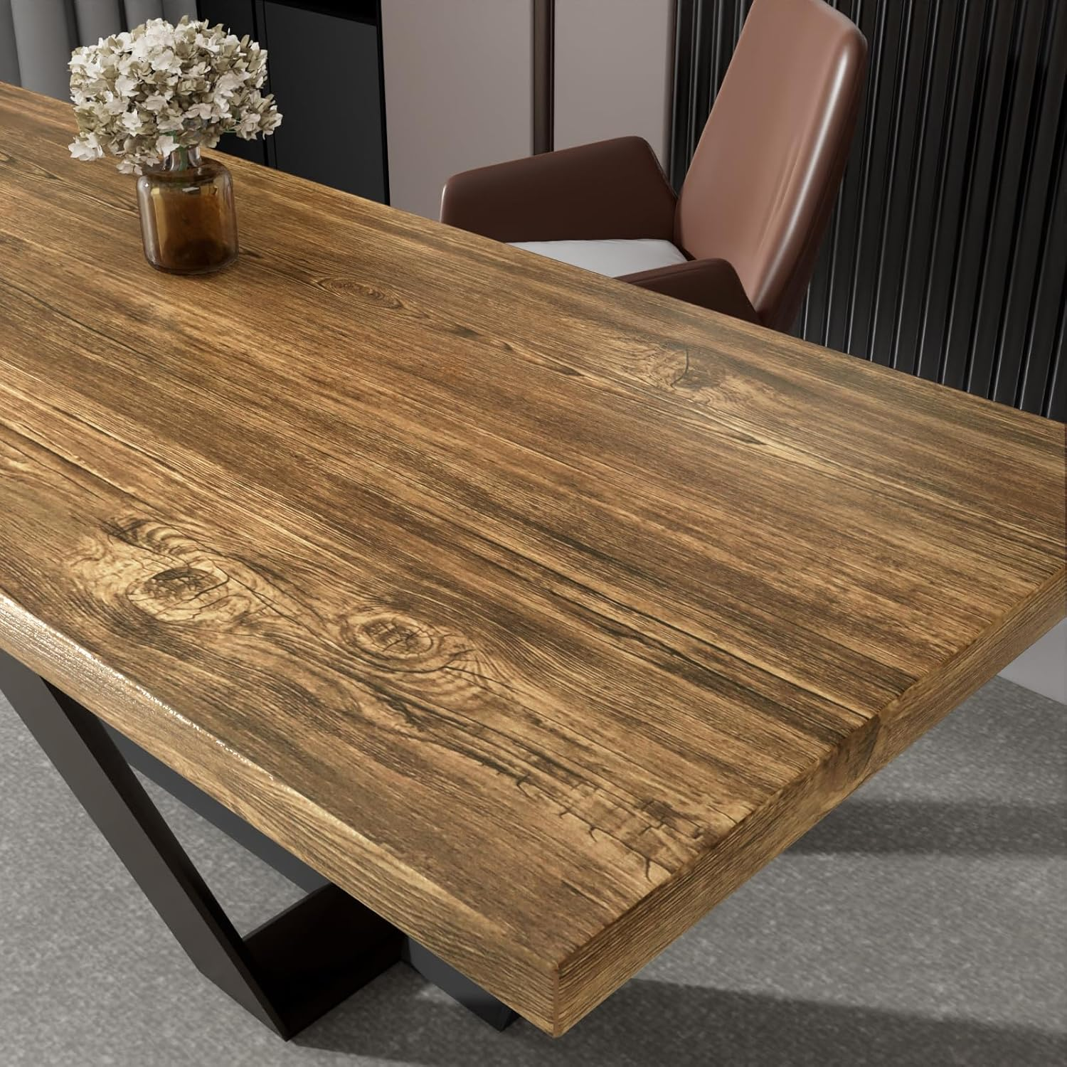 Yenhome Brown Wood Wallpaper 24X118 Inch Wood Peel and Stick Wallpaper Distressed Wood Grain Contact Paper for Cabinets Countertops Kitchen Wallpaper Self Adhesive Removable Wallpaper for Shelf Drawer image number 5