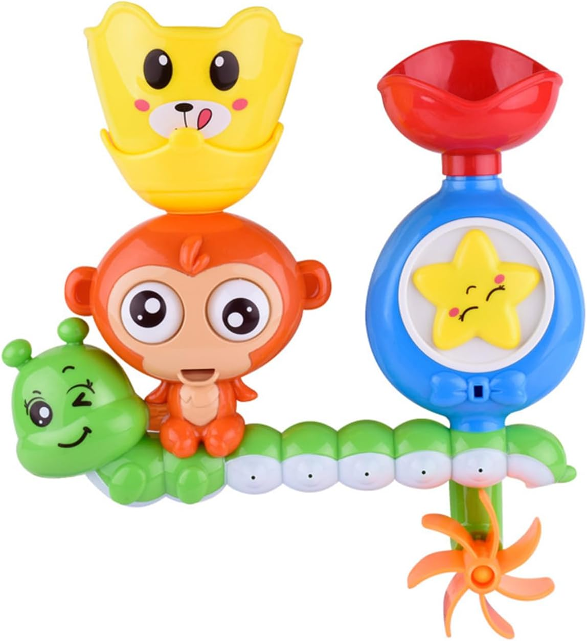 Fun Bath Toys for Toddlers 1 2 3 Year Old Girl Boy, Lovely Monkey Caterpillar Bathtub Water Toys Set with Suction Cups - Develop Motor Skills and Hand-Eye Coordination image number 4