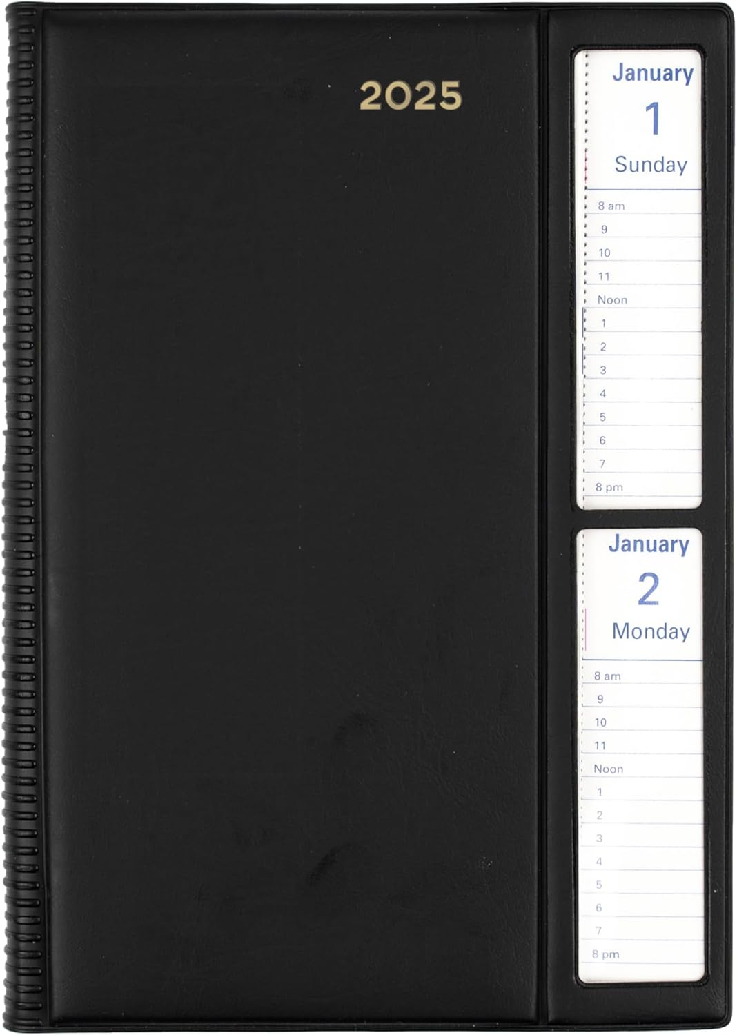 Collins Belmont Desk - A5 2 Days to a Page Wiro Calendar Year Diary/Planner - 2025 Black image number 2