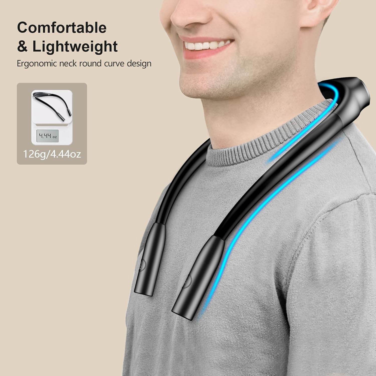 Gritin Neck Reading Light, Rechargeable Book Light for Reading in Bed at Night - Eye Caring 3 Colors,Stepless Dimming Brightness,80+ Hrs Runtime,Comfortable and Lightweight for Readers,Craft&Knitting