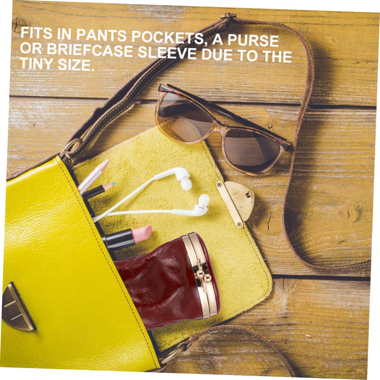 HAKIDZEL 1Pc Mini Retro Leather Makeup Bag with Mirror Portable Fashion Cosmetic Organizer for Daily Use Fits Pockets and Purses Cute Design for Easy Carrying image number 4