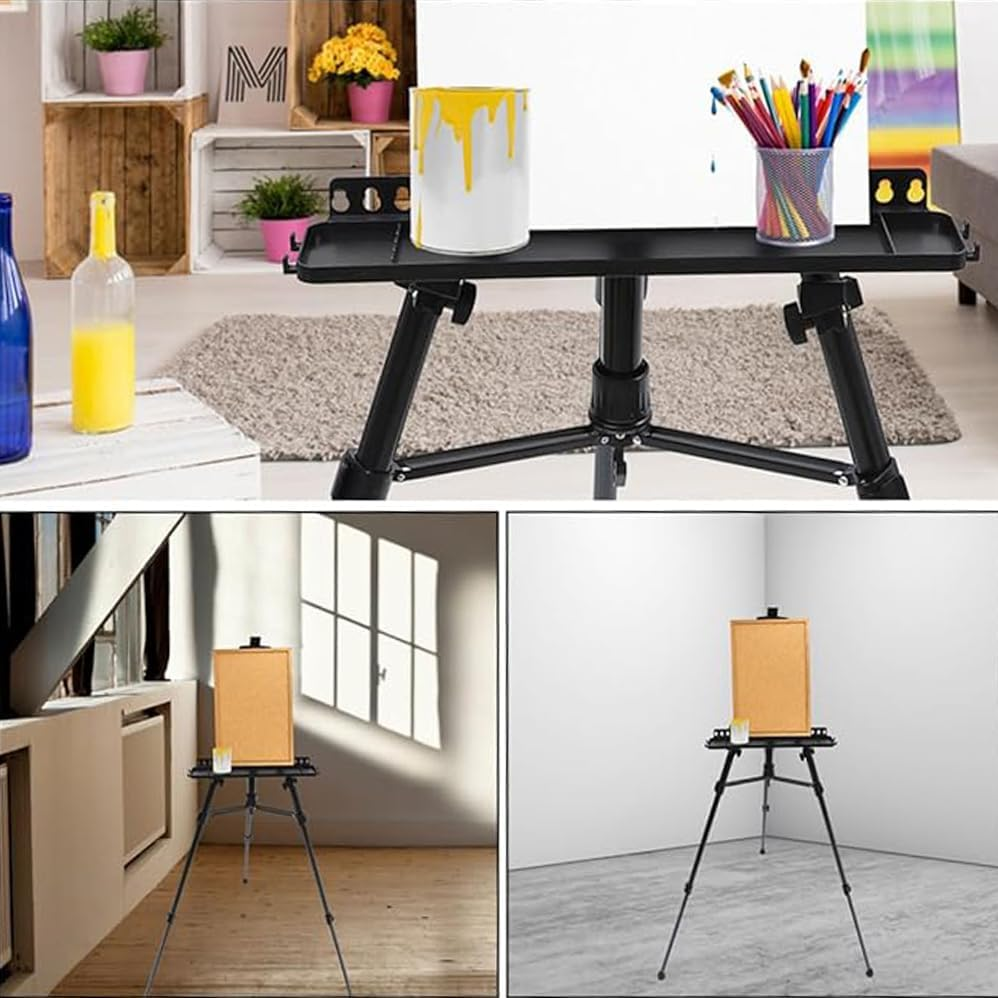Art Painting Easel Stand for Displaying, with Hand Crank Adjustable To157Cm Drawing Board Holder, Compass, Level and Storage Bag, Bottom with Hook, for Indoor Outdoor Perfect for Adults & Kids,Black image number 4