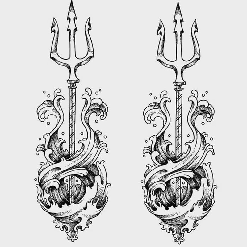 Trident Herbal Tattoo Stickers Waterproof and Durable Arm Chest Juice High-End image number 1