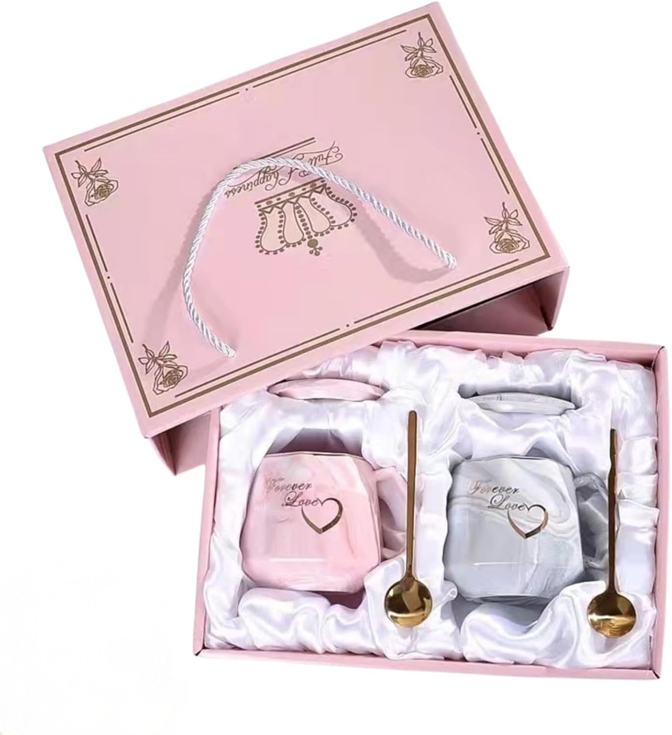 YOZRAN Coffee Mugs Set Couple Cups, Wedding Presents for Bridal Shower, Engagement Gifts Couple Gifts, Birthday for Him Her Husband Wife Anniversary (Black&White)