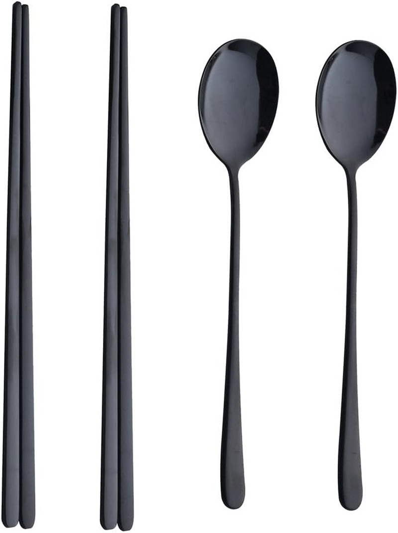 Onlycooker 5 Piece Forks Set, 18/10 Stainless Steel Korean Silverware Set Service for 5 Tableware Dinnerware Dishwasher Safe