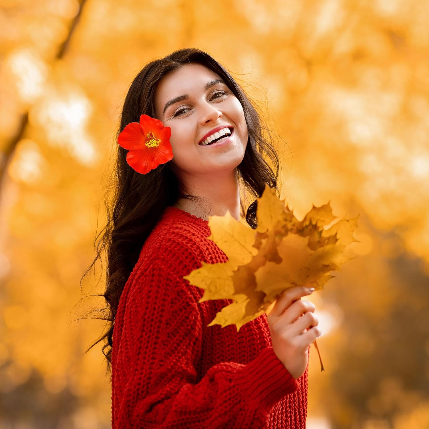 FUIPVGI Pack of 9 Flower Hair Clips, Hawaiian Flower Hair Clips, Flower Hair Clips Girls, Plumeria Hibiscus Hair Clip, Bohemian Tropical Flower Hairpin for Wedding, Holiday, Beach Party image number 3