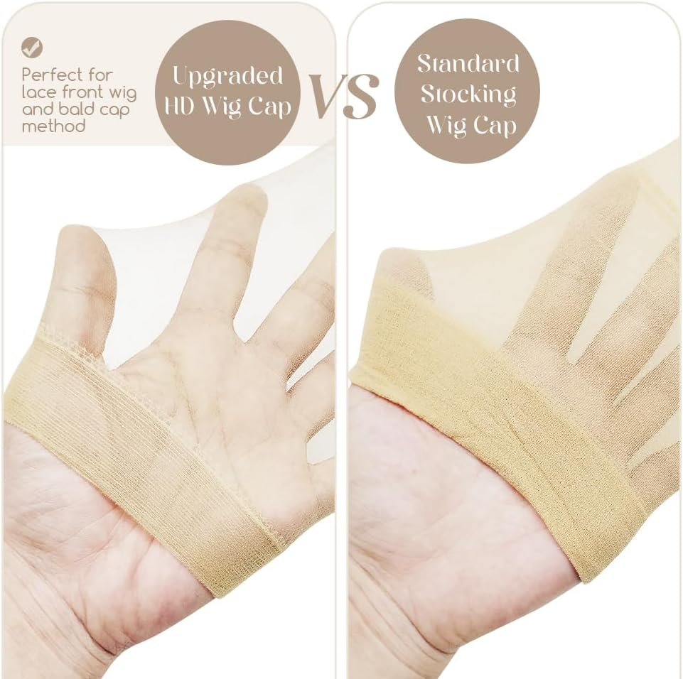 Dreamlover Hair Net for Wigs, Wig Caps for Lace Wigs, Wig Cap, Transparent Wig Cap, Beige, 12 Pieces - Light Brown Hd image number 3