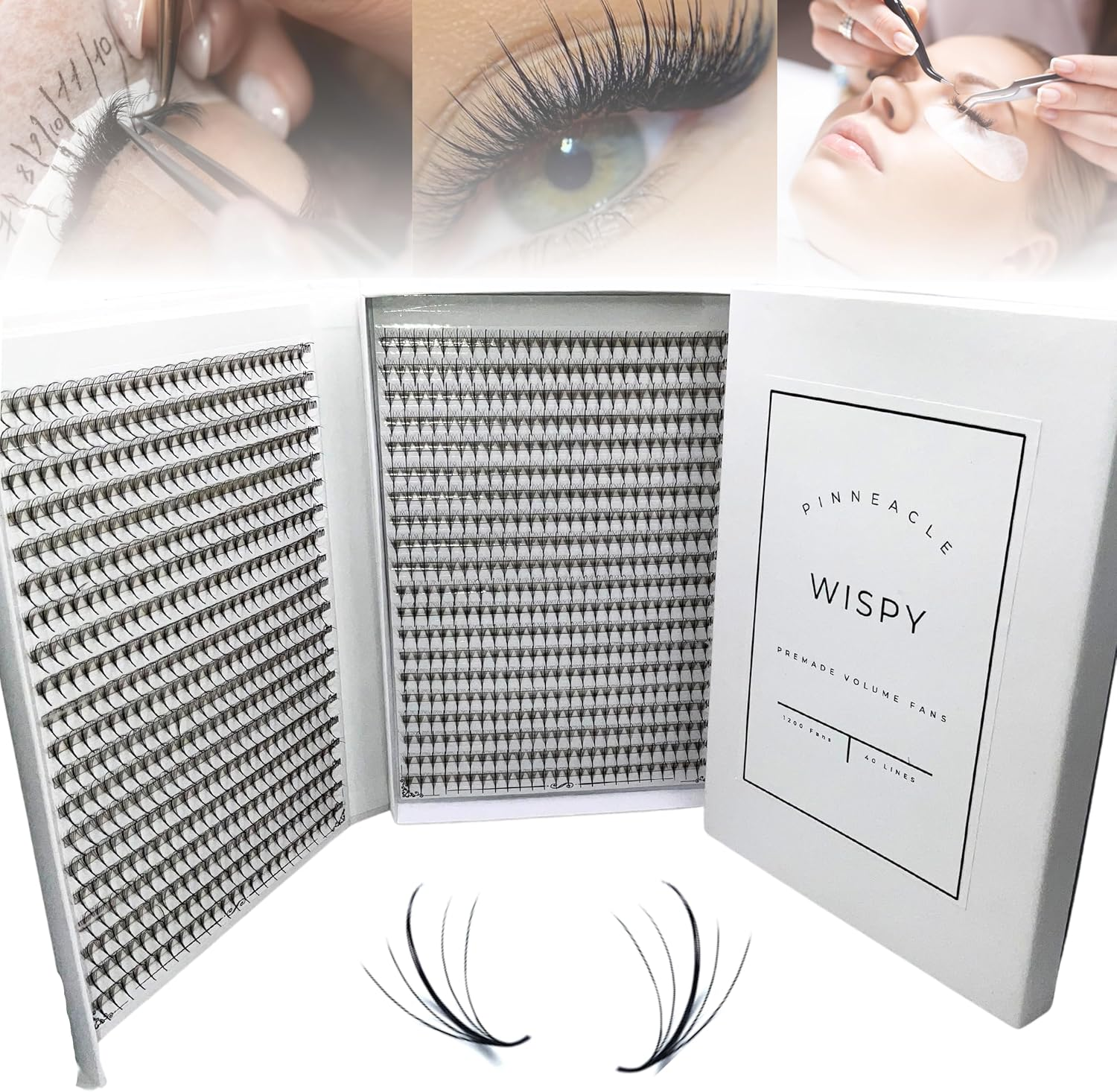 Promade Volume Fans | 1200 Fans | Premium Handmade Lashes for Professional Eyelash Extensions | Volume & Wispy Premade Fans | XXL Box - 40 Lines - 0.07 - C,CC,D,L,M Curl (Wispy 5D| D Curl | 10-13Mm)