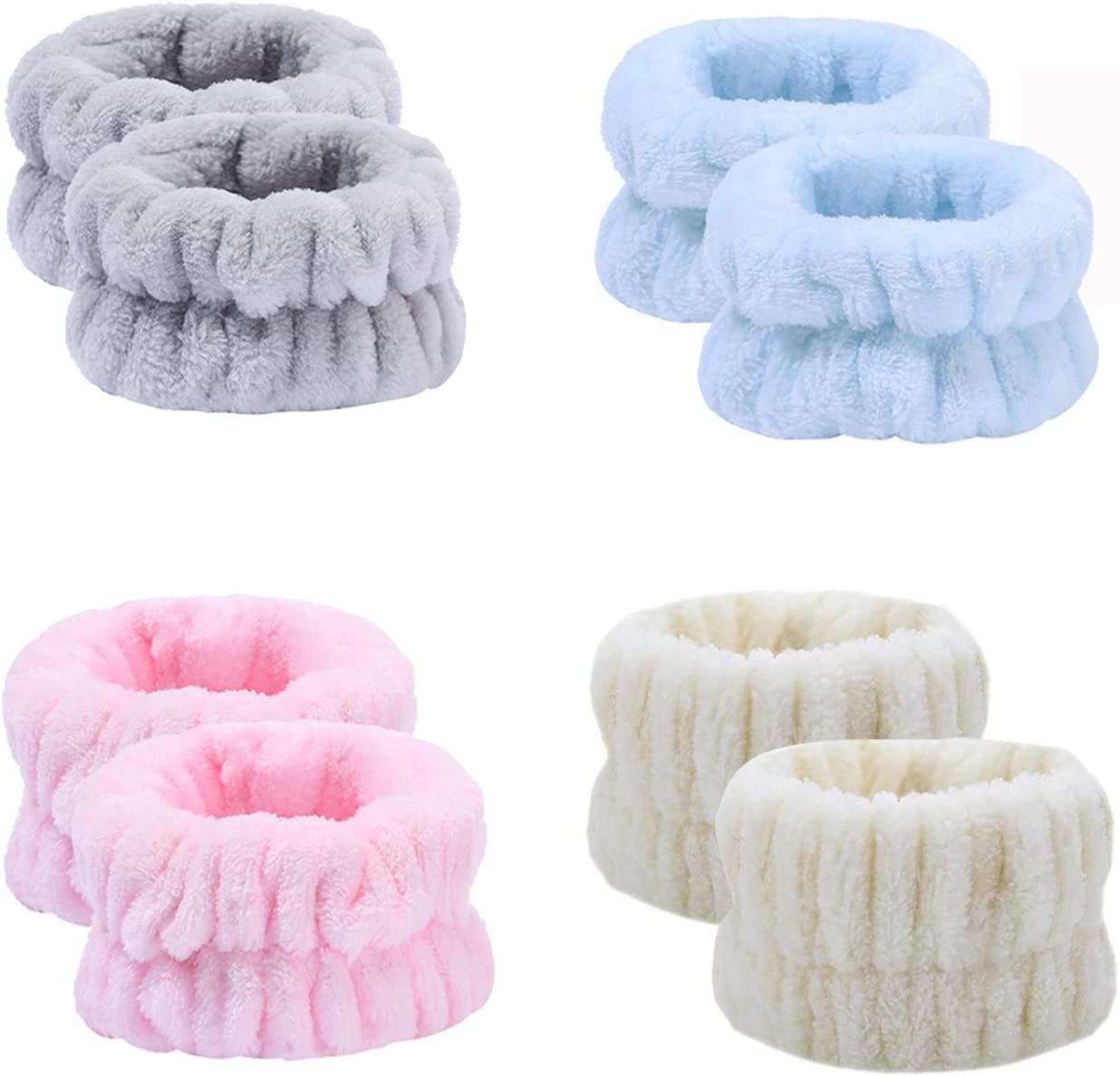 4 Pairs/8Pcs Wrist Spa Washband Microfiber Wrist Wash Towel Band, Face Washing Wristbands Wrist Sweatband for Women Girls Prevent Liquid from Spilling down Your Arms image number 1